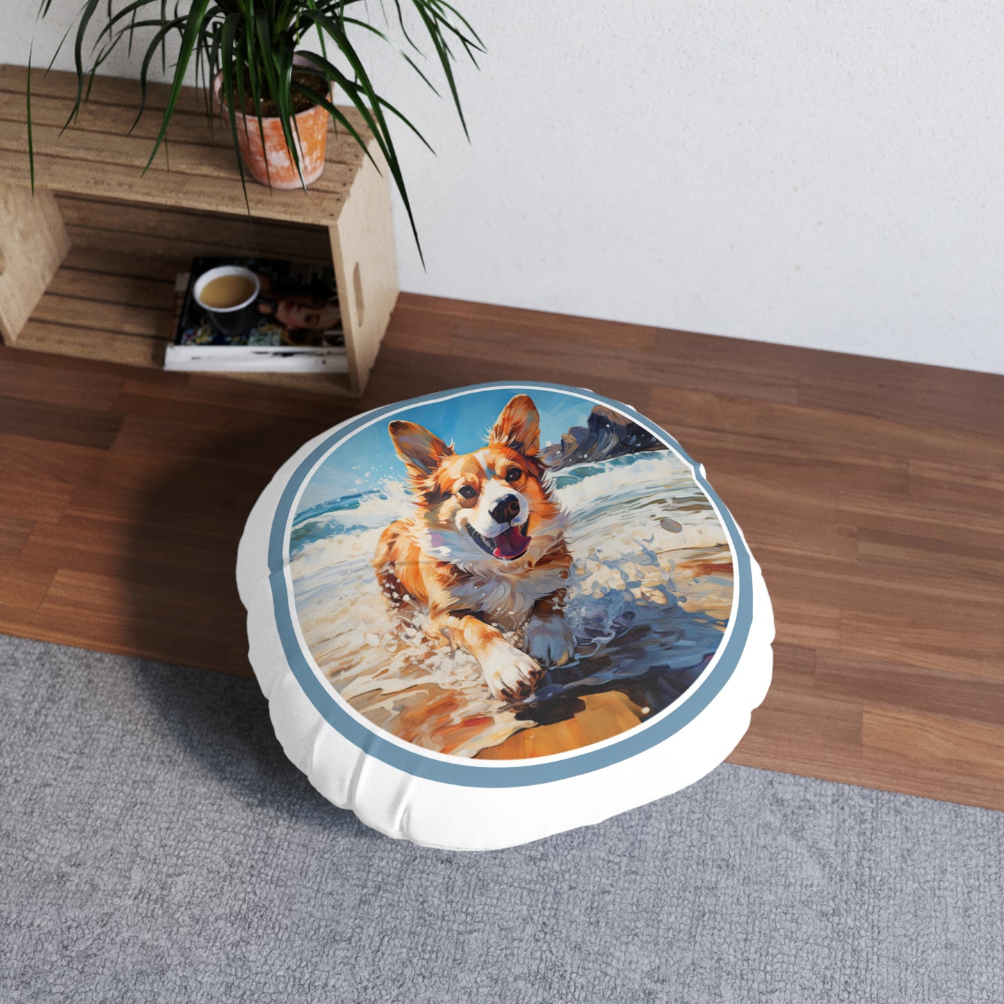 Coastal Corgi - Floor Pillow