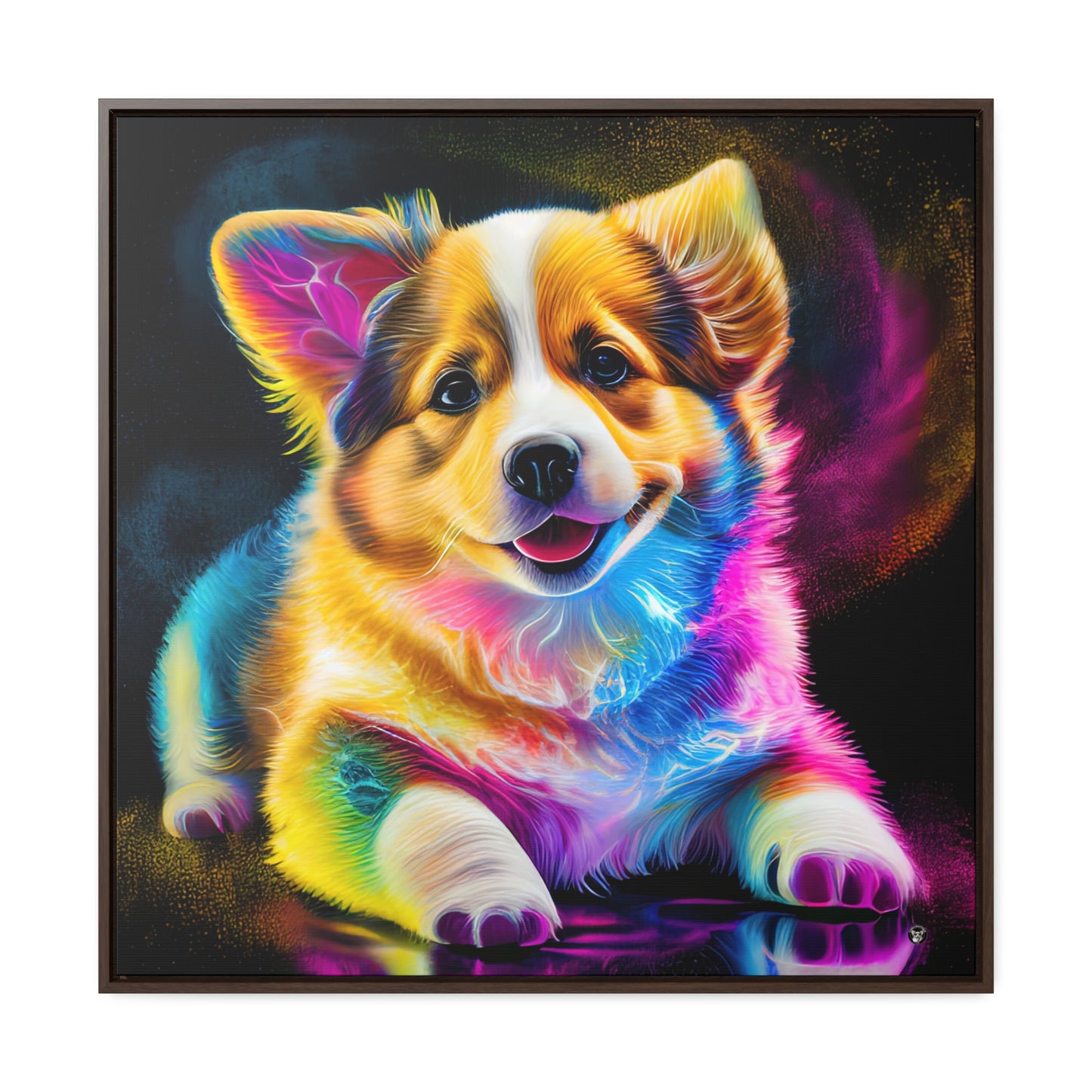 Colorful Corgi - Framed on Canvas