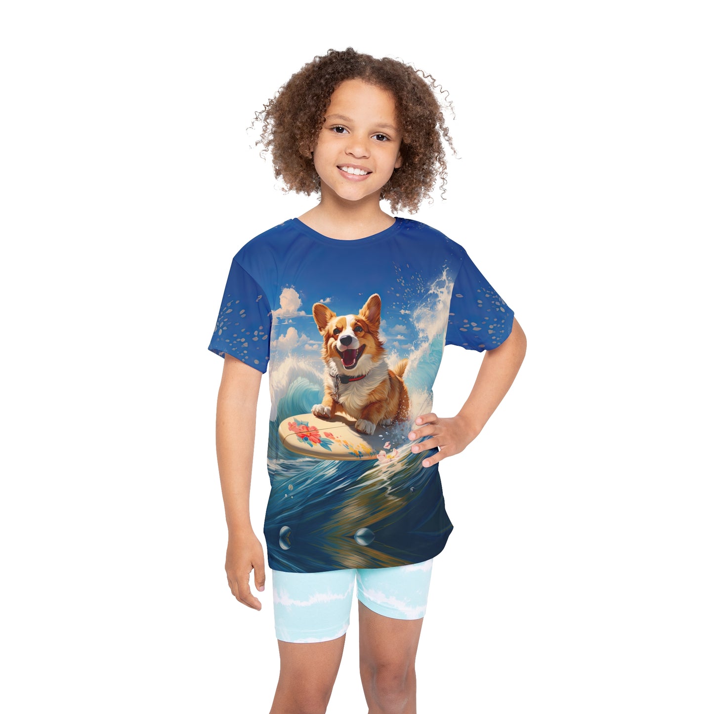 Cowabunga Corgi Kid's Sports Tee
