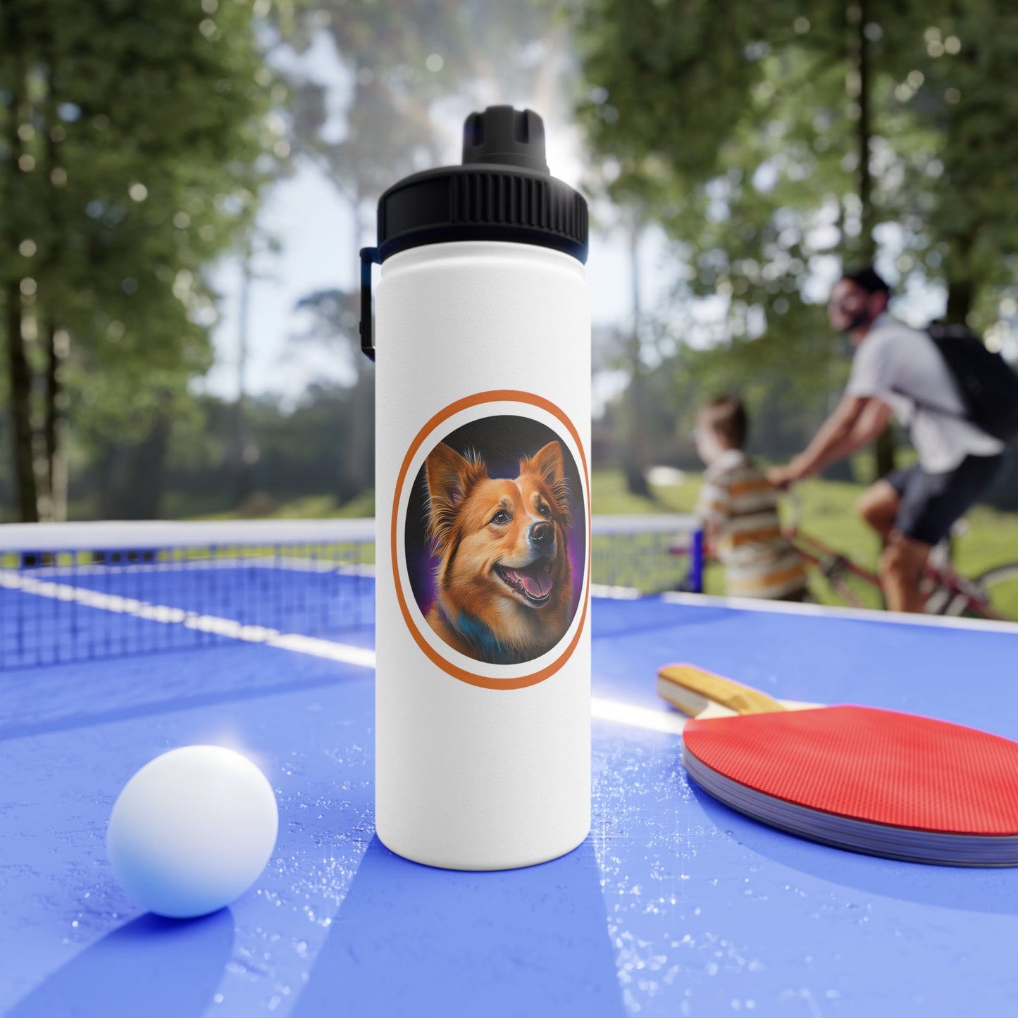 Golden Corgi - Water Bottle with Sport Lid