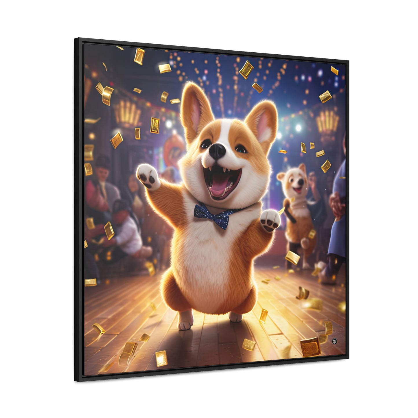 Boogaloo Corgi - Framed on Canvas