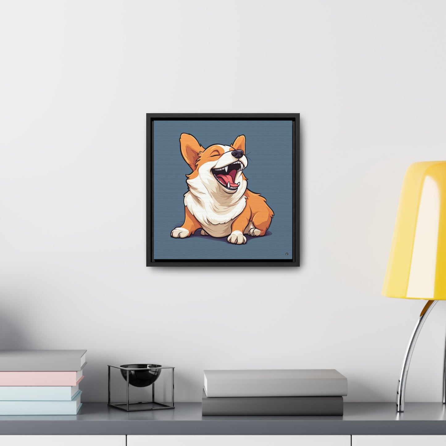 Comical Corgi - Framed on Canvas