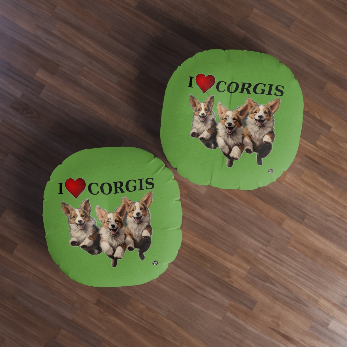 I Heart Corgis in Green - Floor Pillow