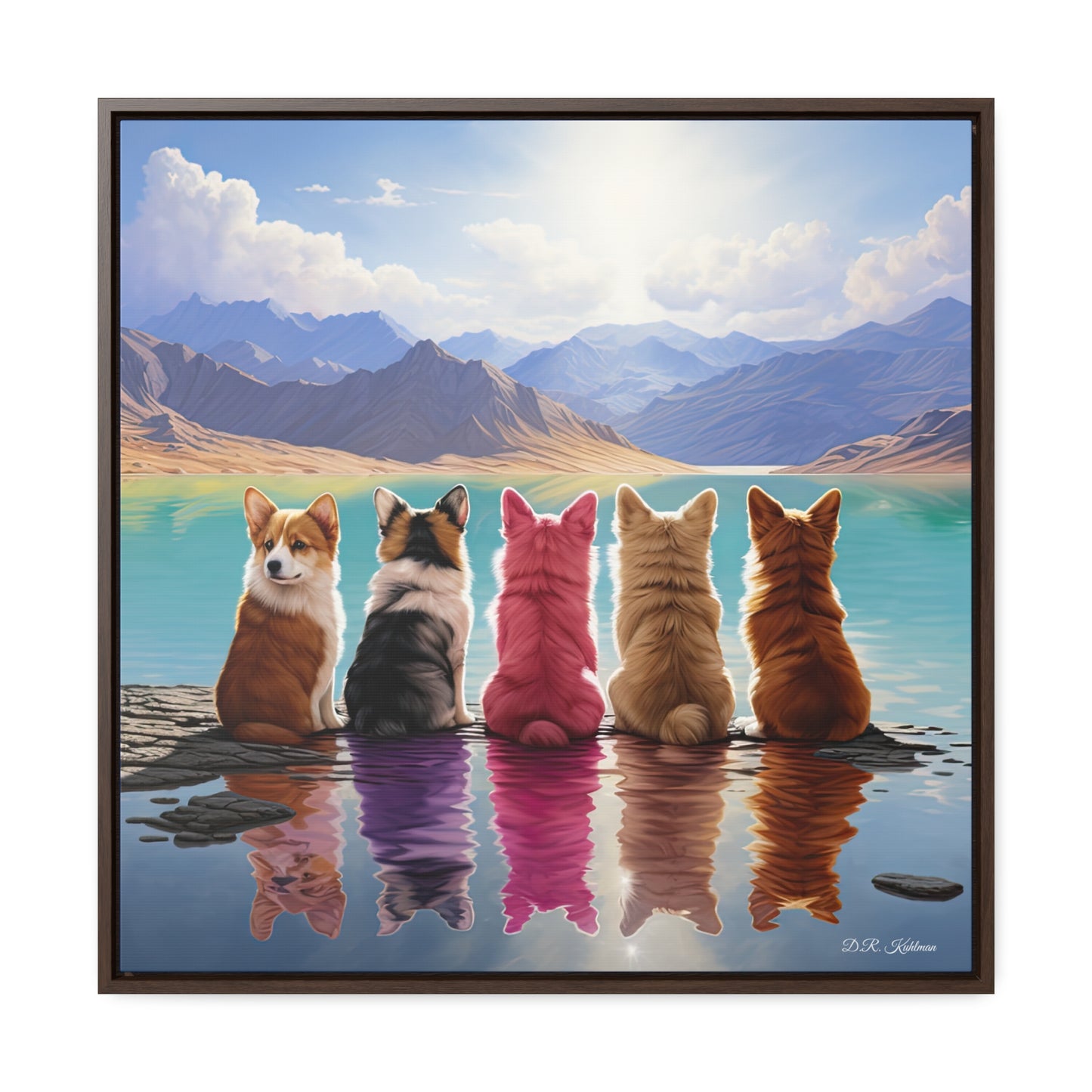 Corgi Lake - Framed on Canvas