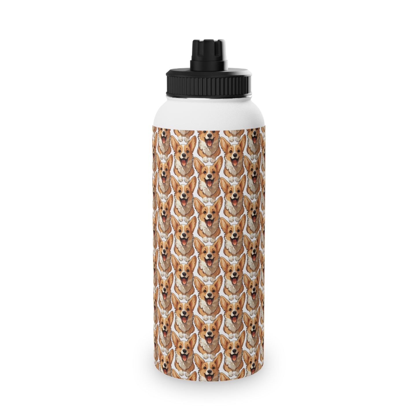 Corgi Cuteness Mosaic - Water Bottle with Sport Lid