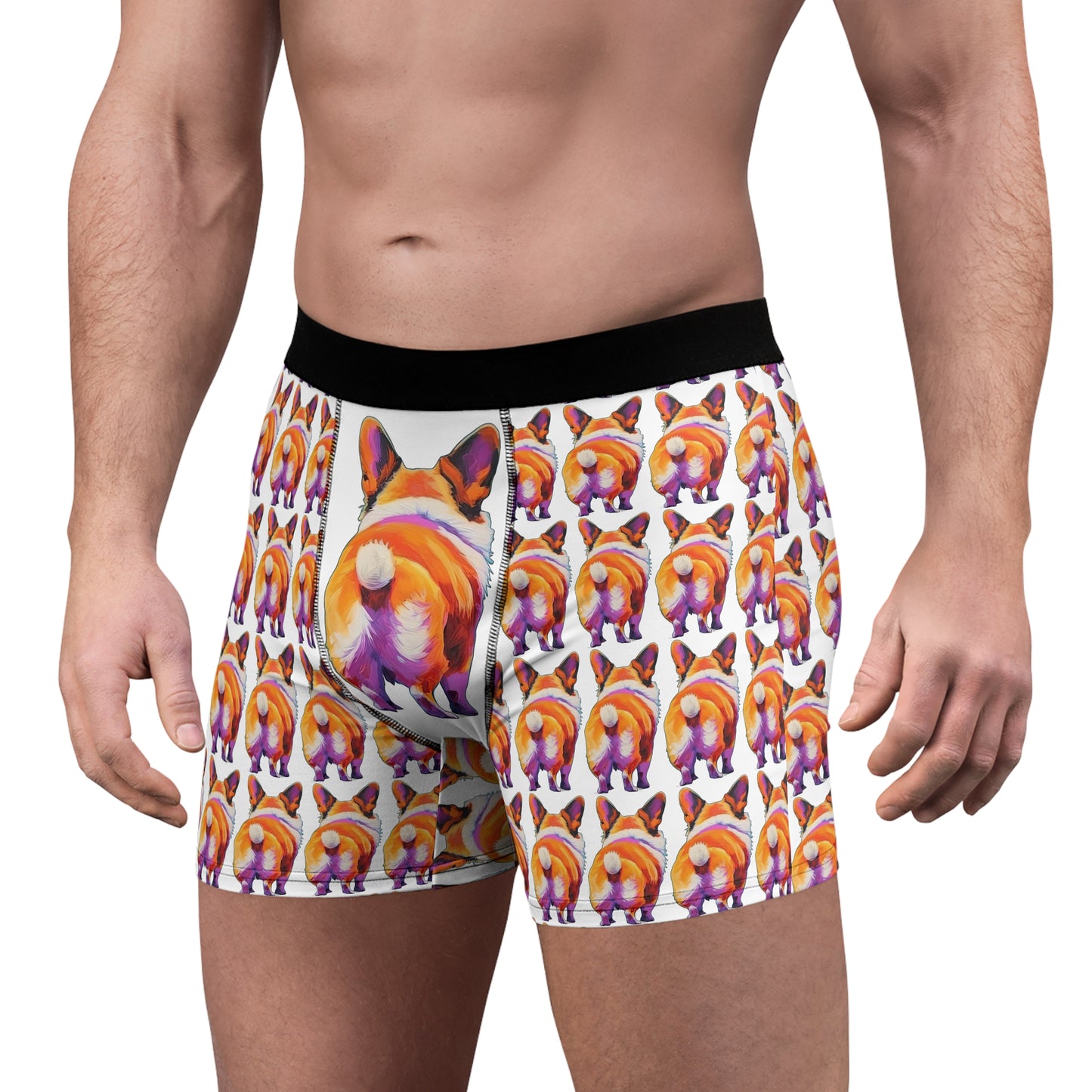 Corgi Butt Boxer Briefs in White