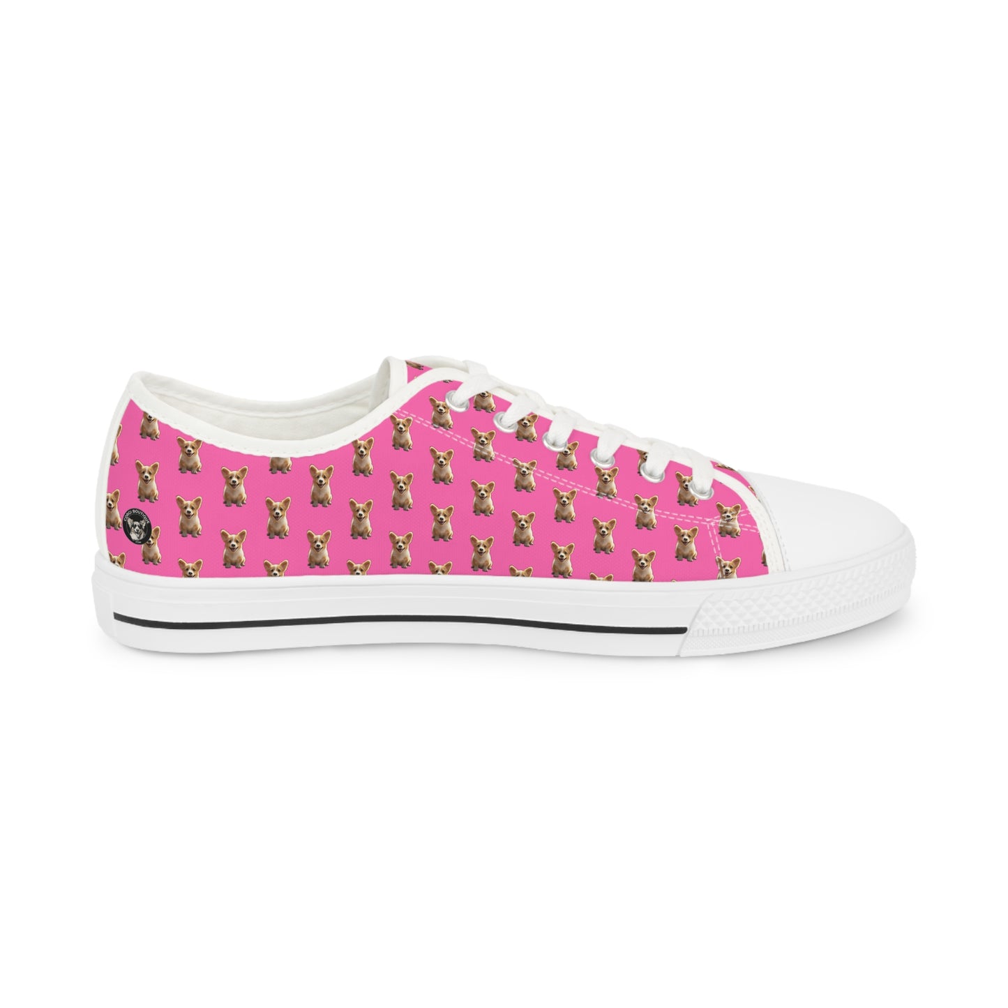 Sweetness Hot Pink Men's Low Top Casual Canvas Sneakers - Corgi Mosaic Pattern