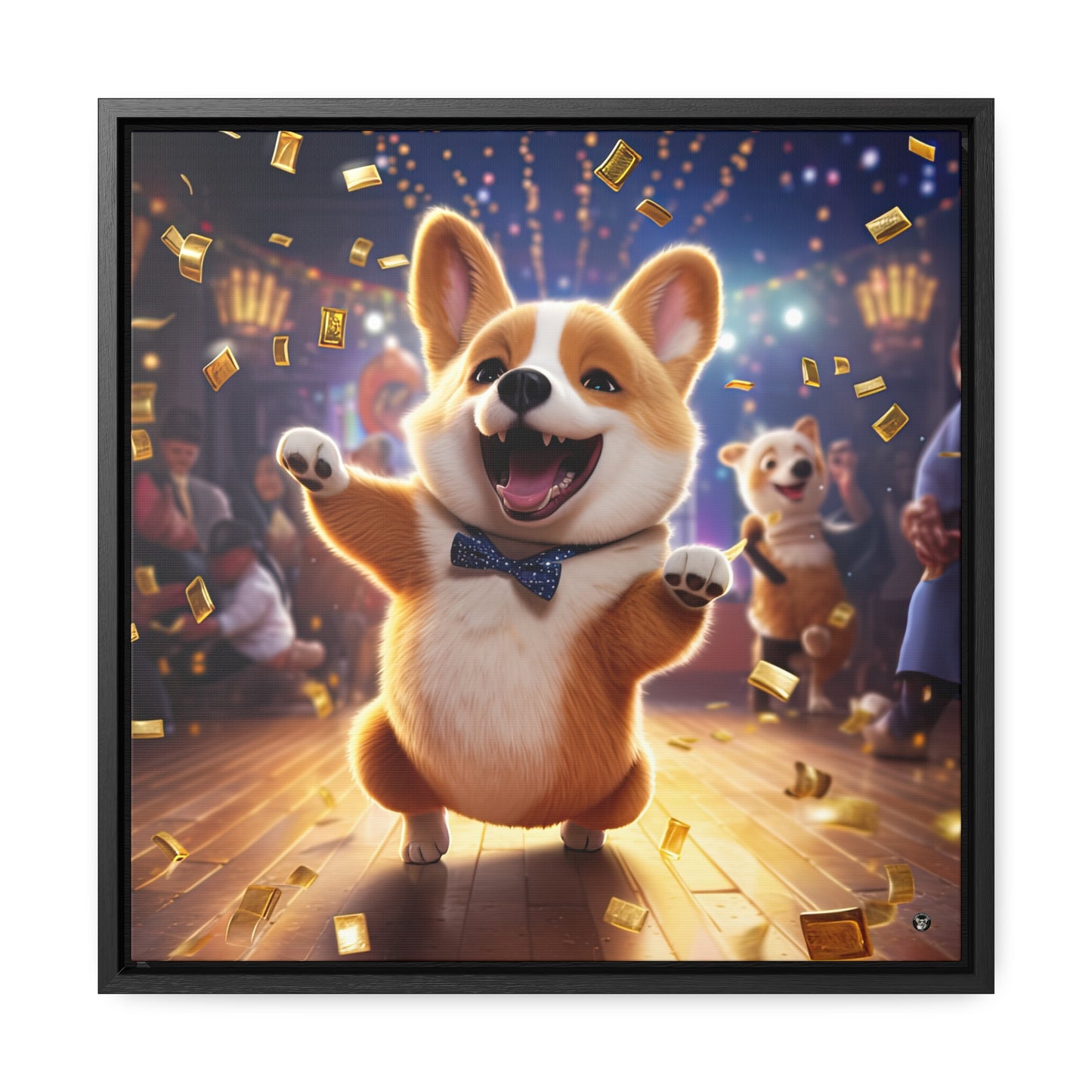 Boogaloo Corgi - Framed on Canvas