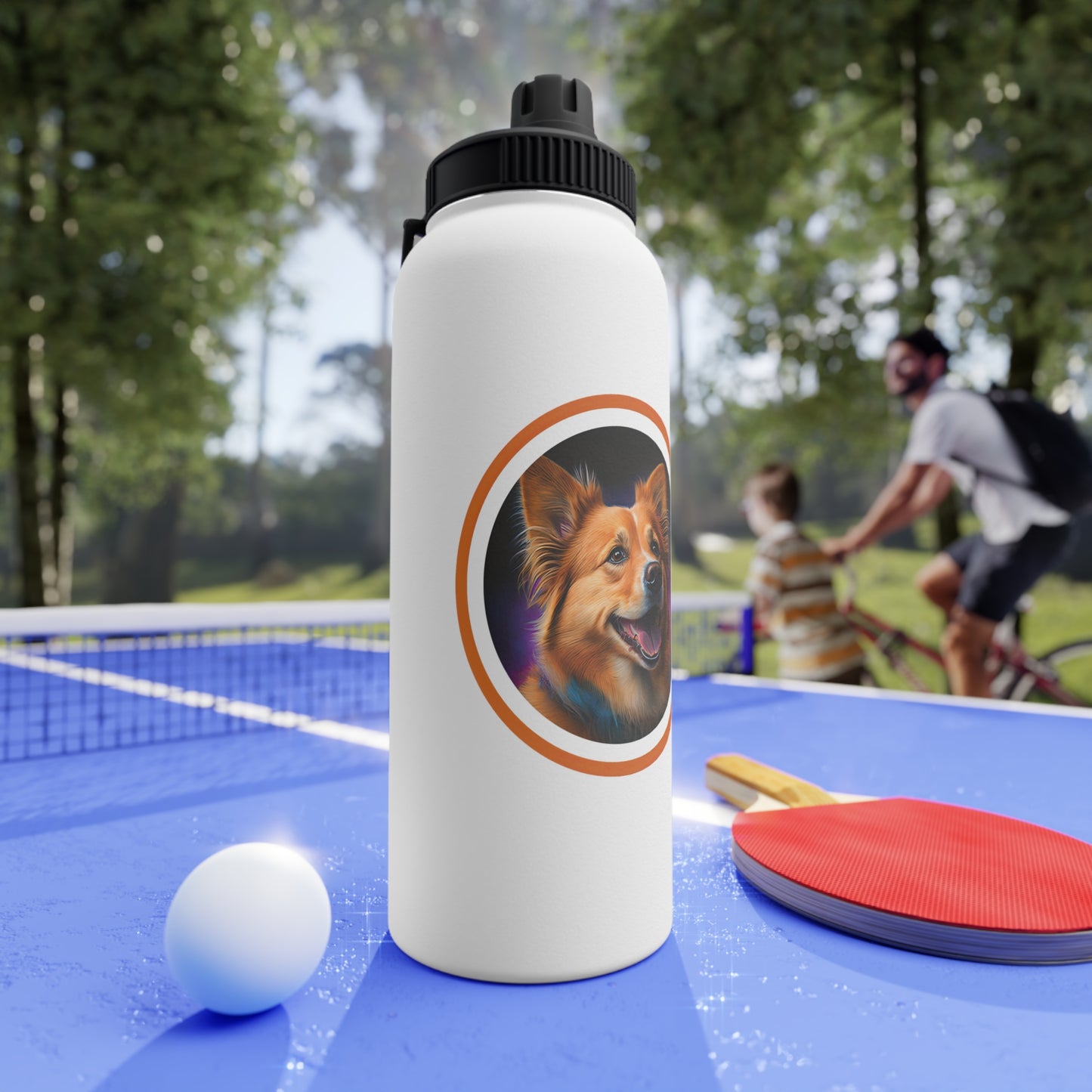 Golden Corgi - Water Bottle with Sport Lid