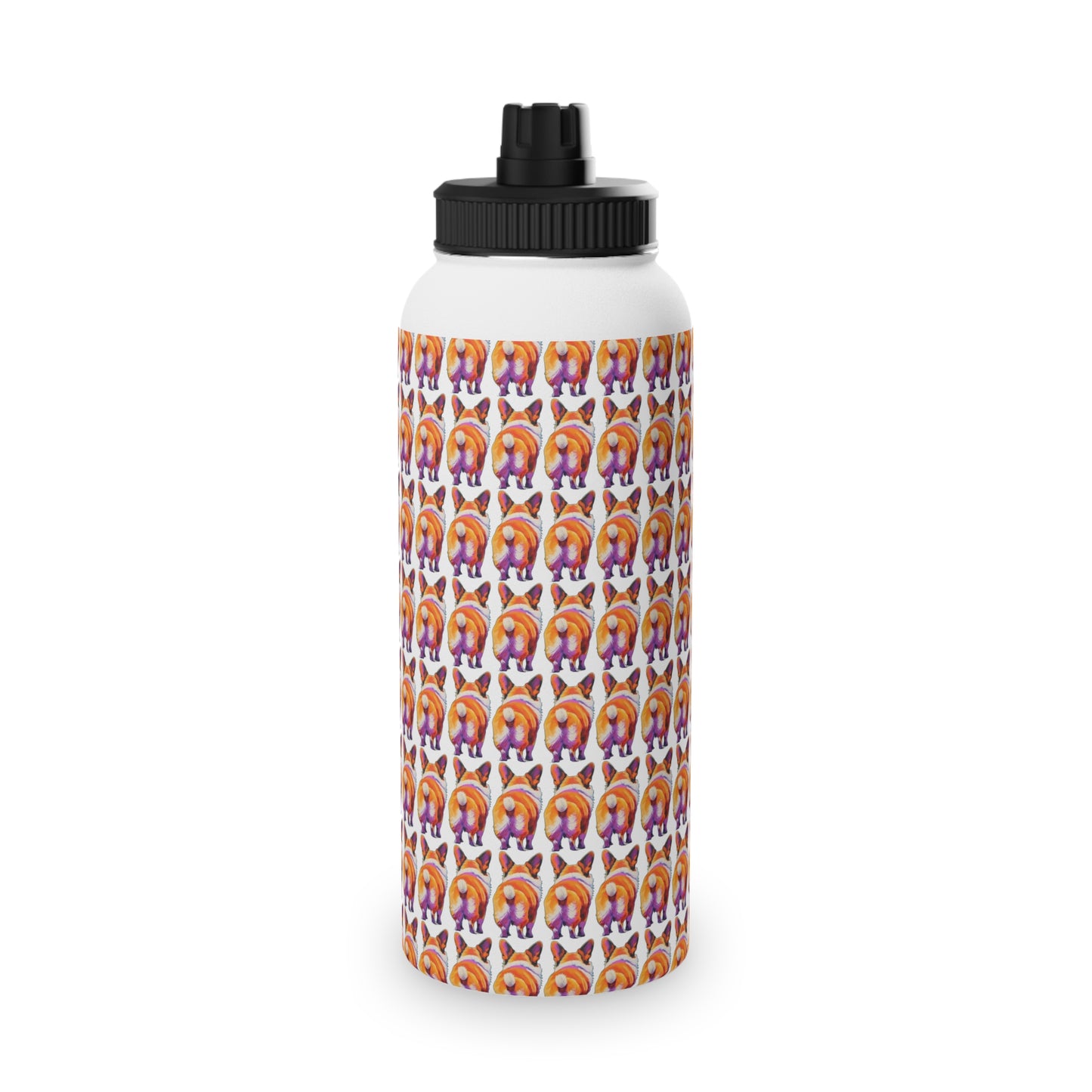 Corgi Butt Mosaic - Water Bottle with Sport Lid
