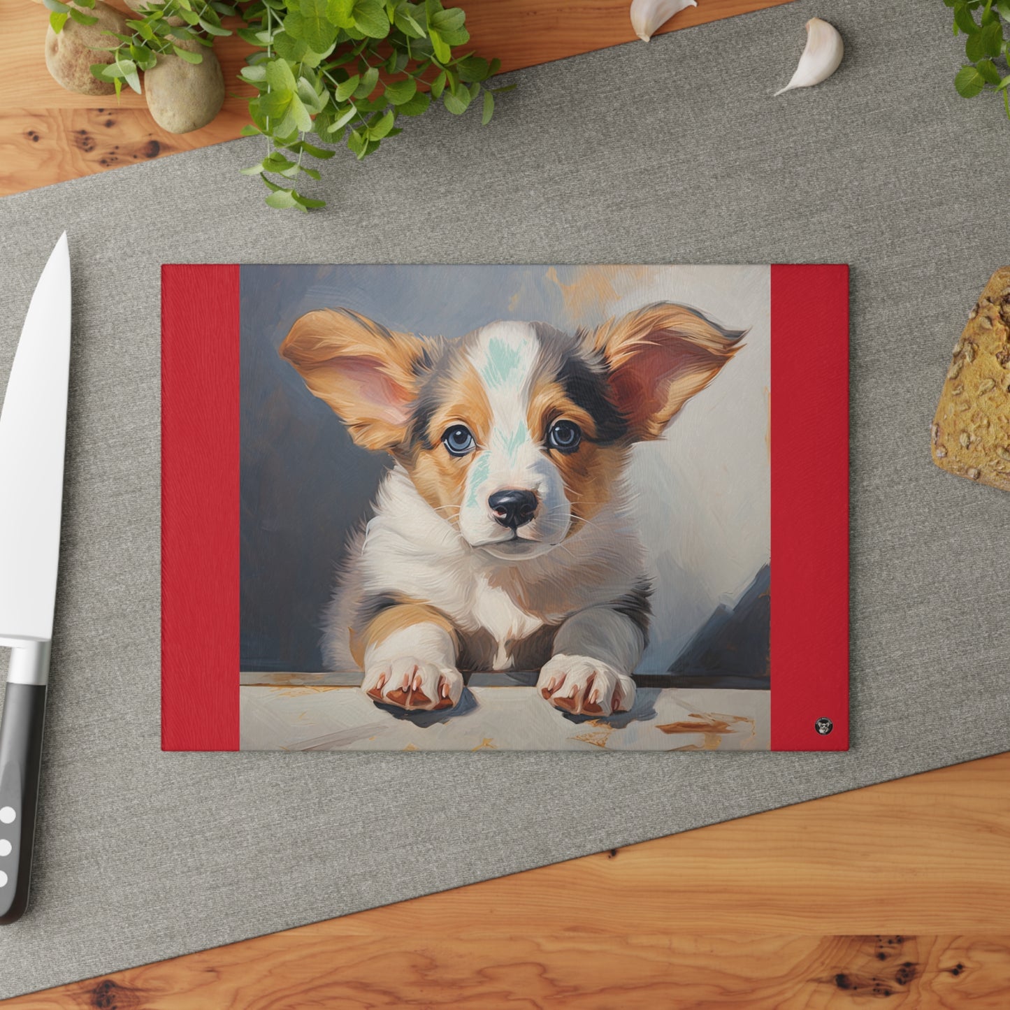 Puppy Portrait - Glass Cutting Board