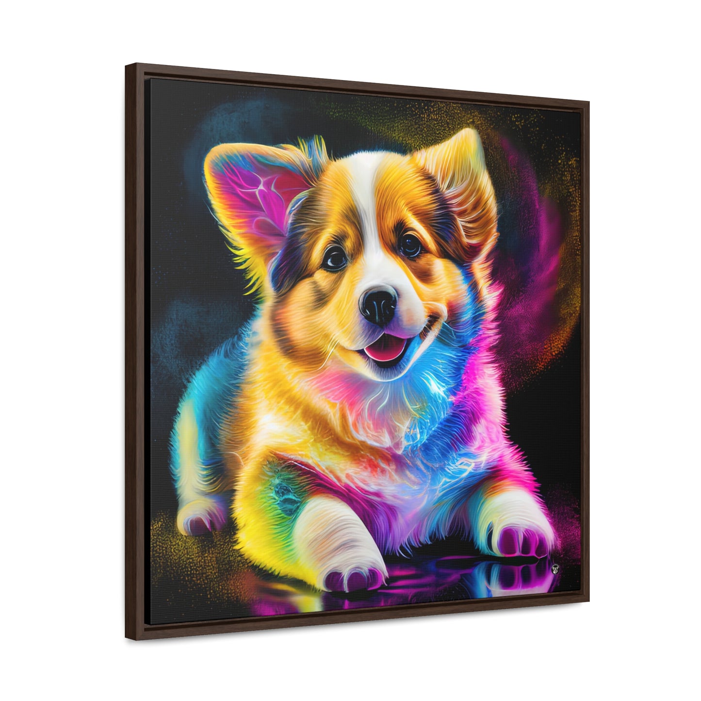 Colorful Corgi - Framed on Canvas
