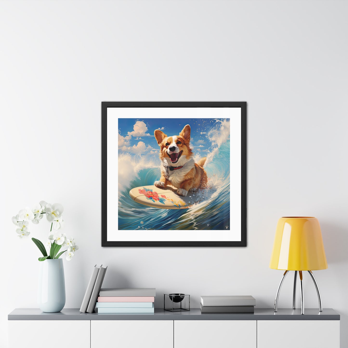 Cowabunga Corgi - Framed Print