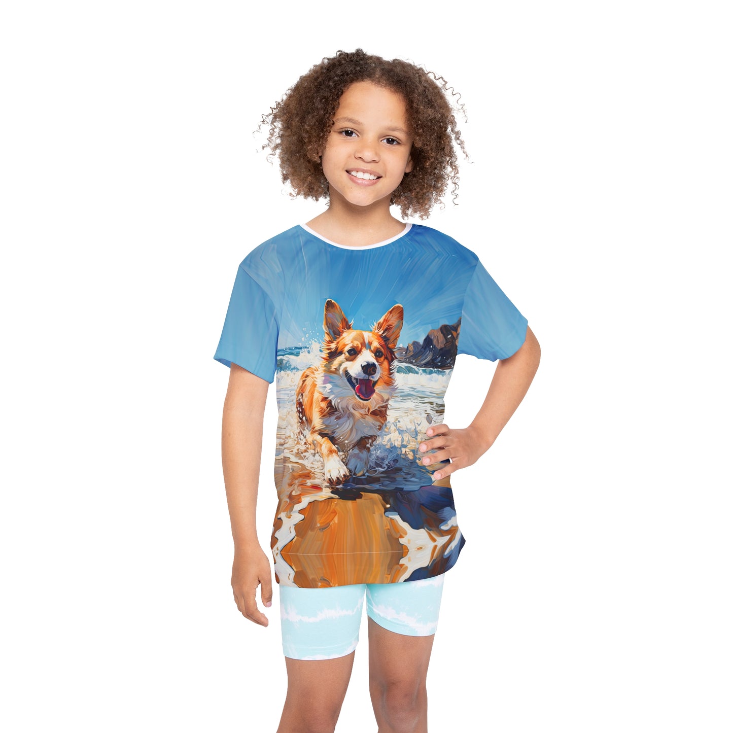 T-shirt de sport enfant Corgi côtier