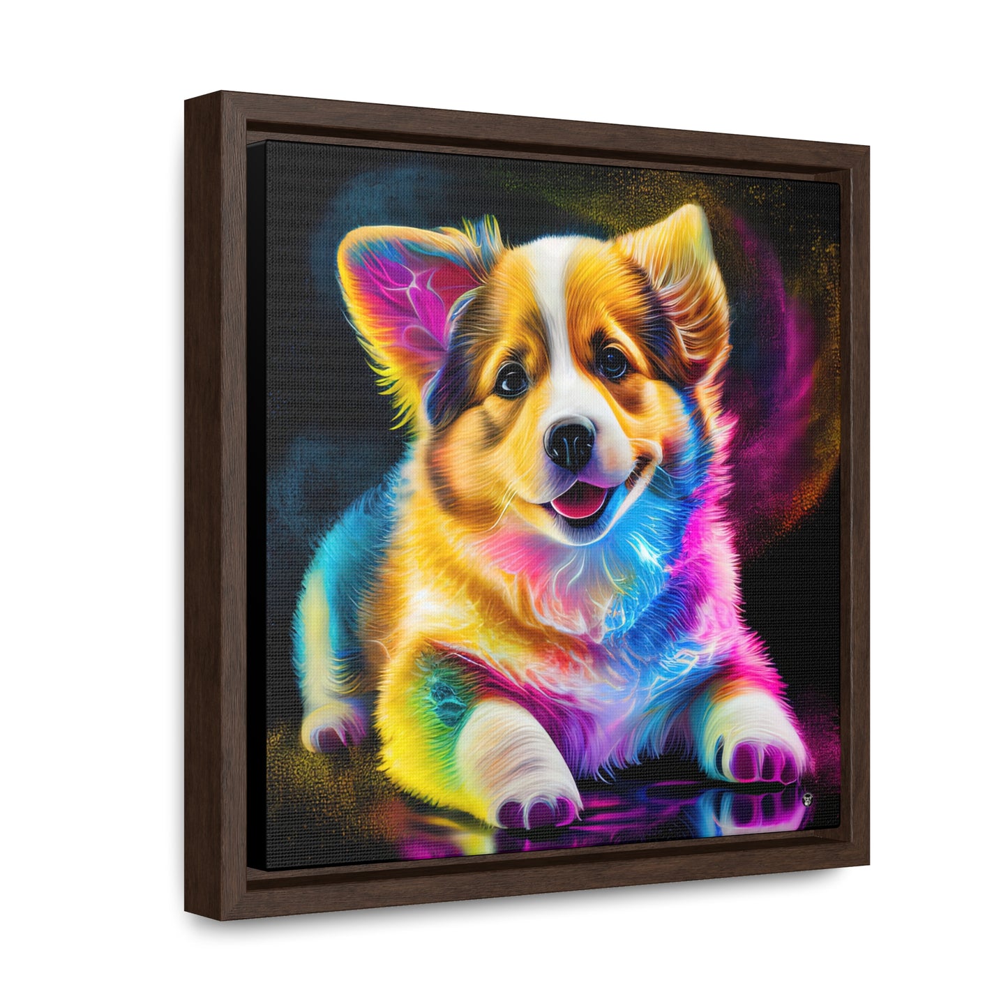 Colorful Corgi - Framed on Canvas