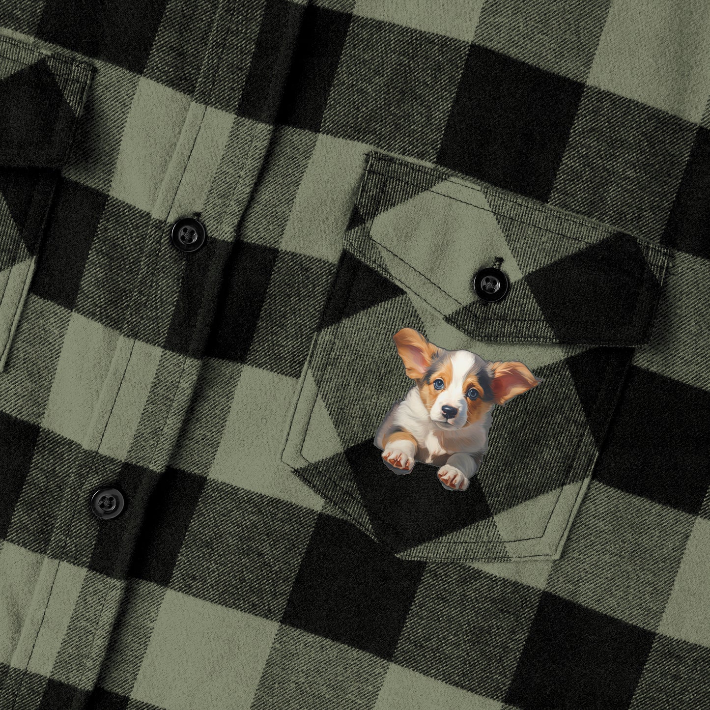 Puppy Portrait - Flannel Shirt