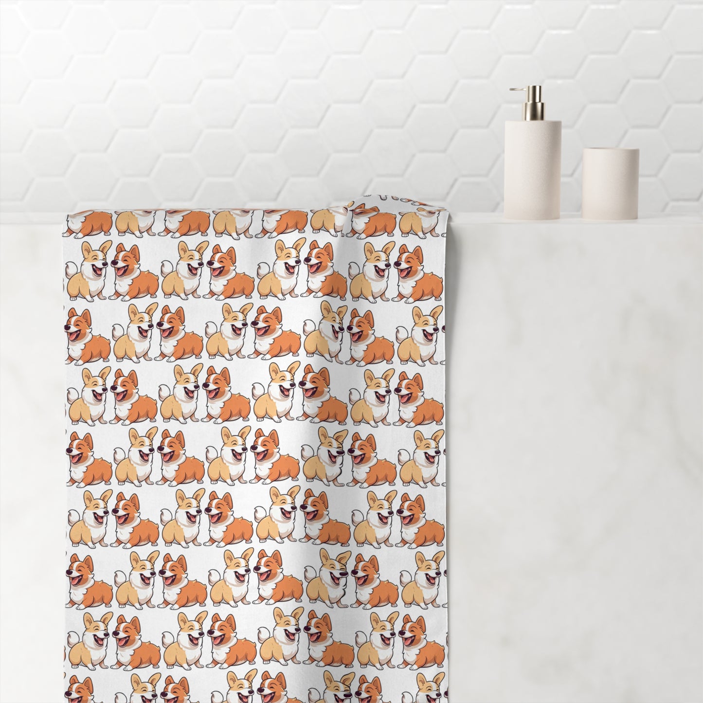 Corgi Couple Mosaic - Bath Towel