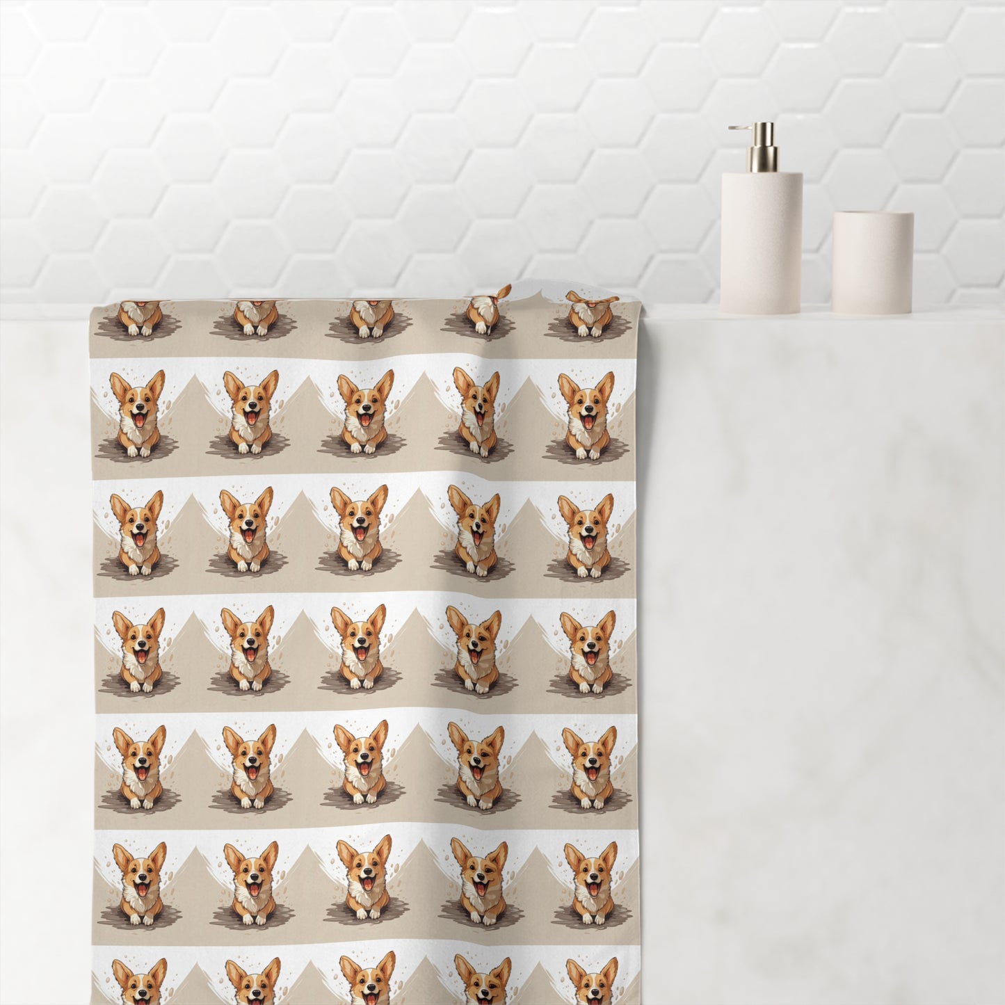 Corgi Cuteness Mosaic - Bath Towel