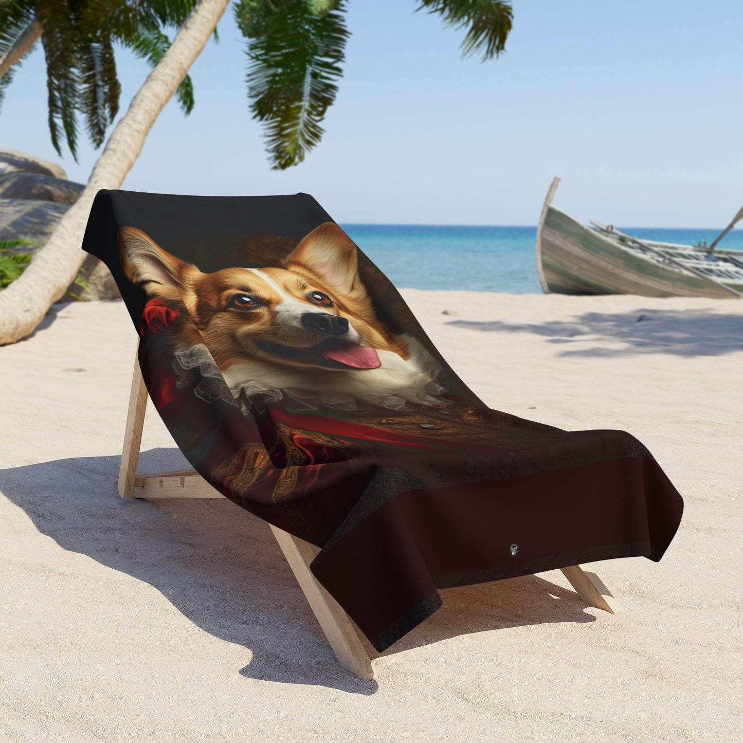 Renaissance Corgi Beach Towel