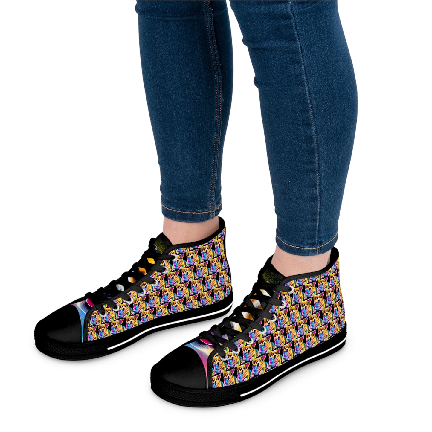 Colorful Corgi Mosaic - Women's High Top Sneakers