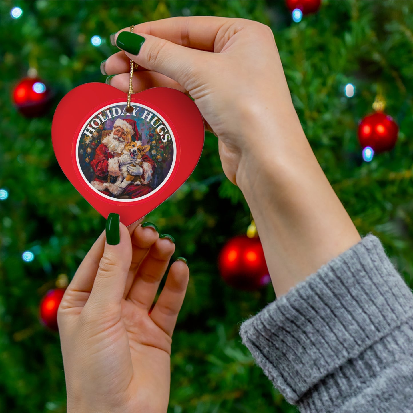 Holiday Hugs - Ceramic Ornament