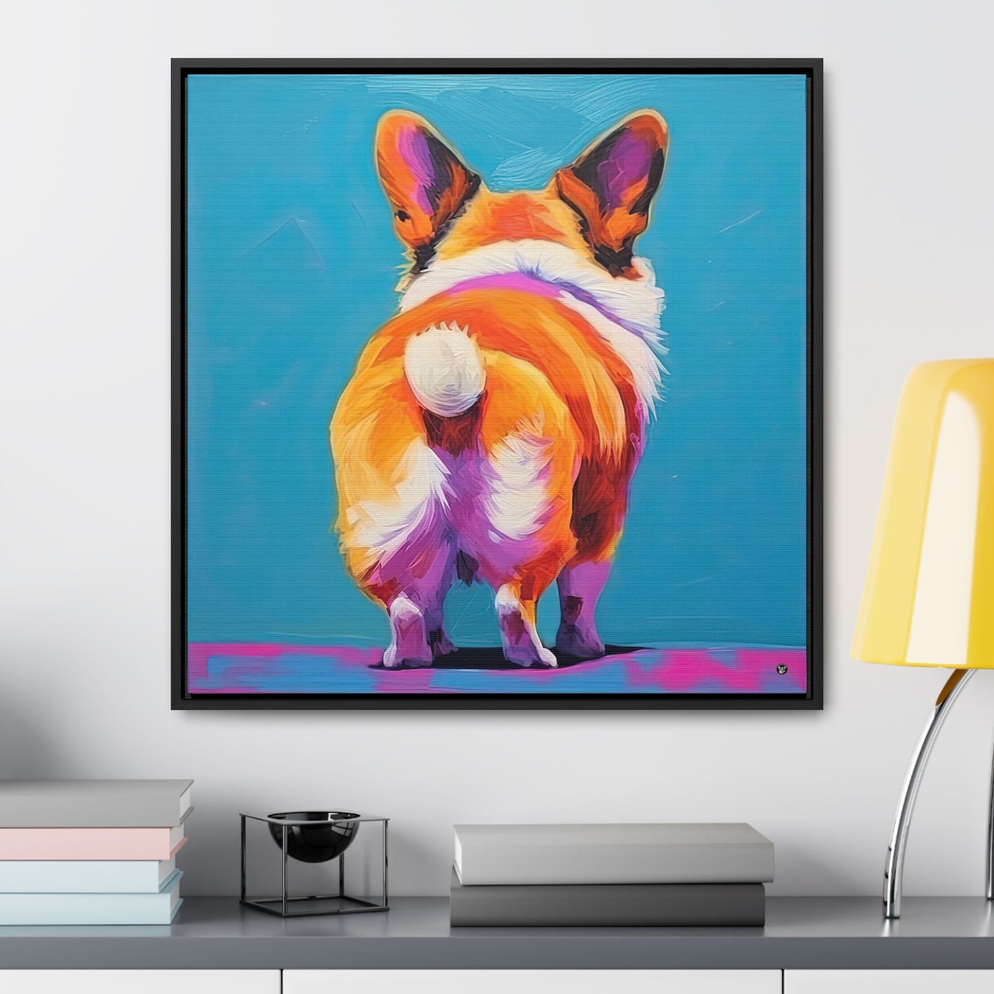 Corgi Butt - Framed on Canvas