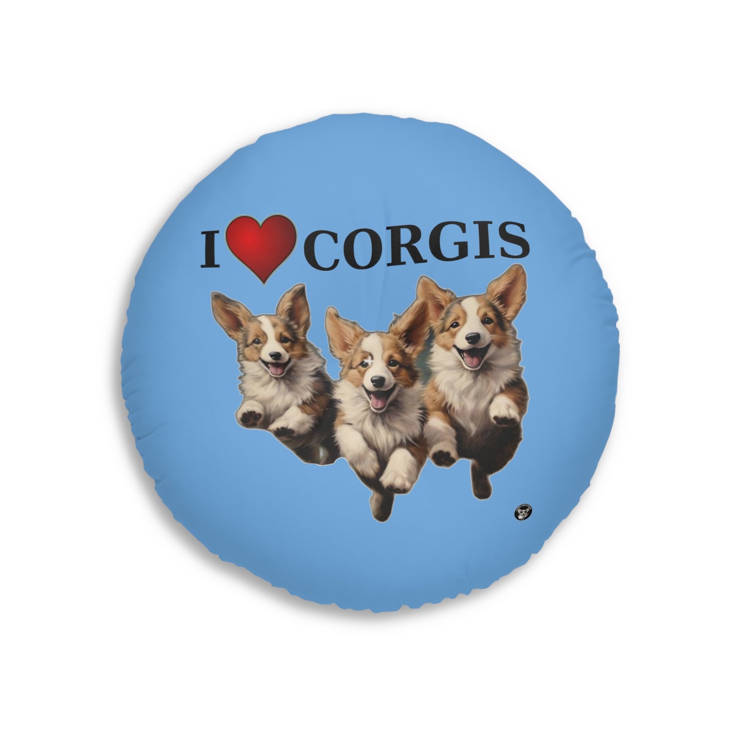 I Heart Corgis in Blue - Floor Pillow