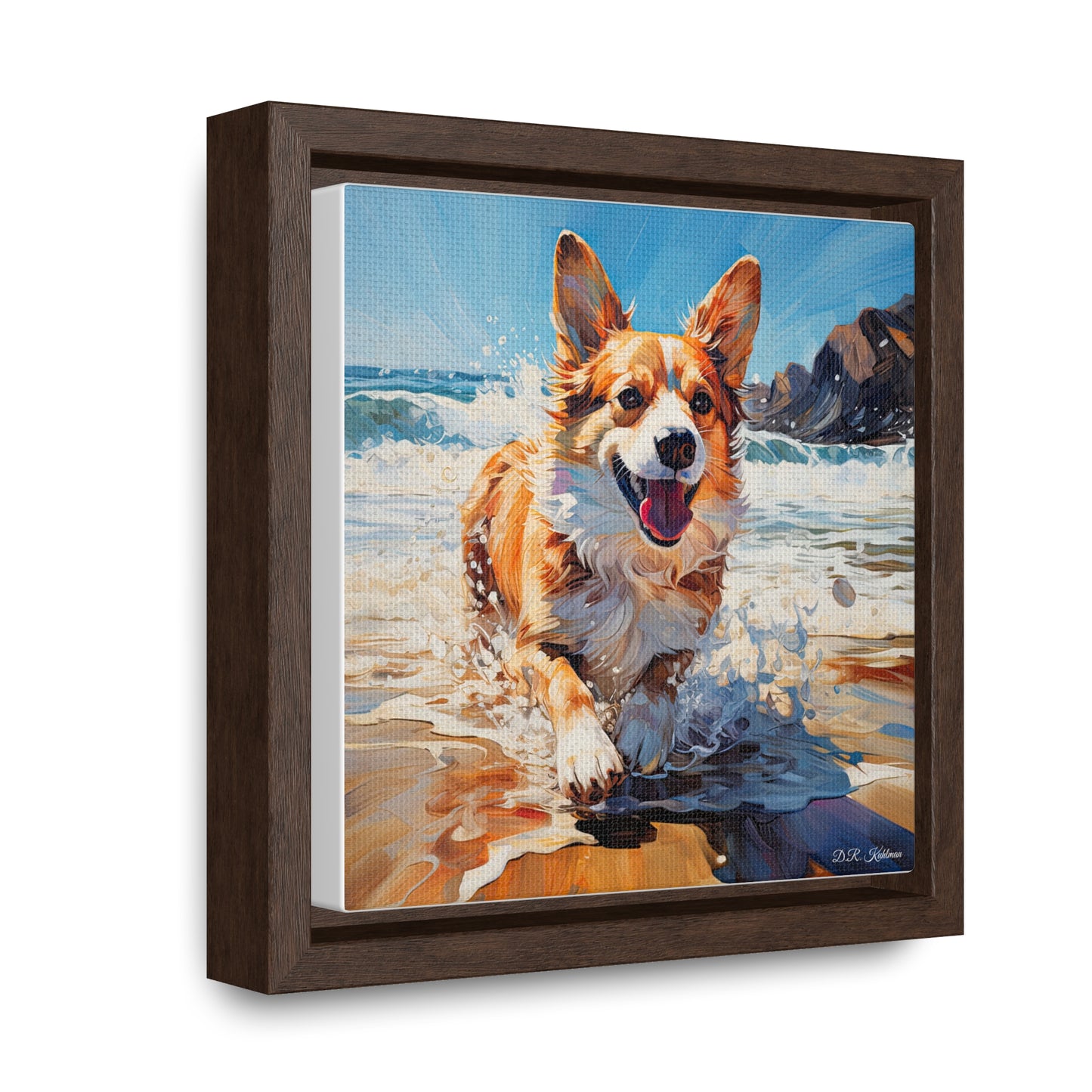 Coastal Corgi - Framed on Canvas