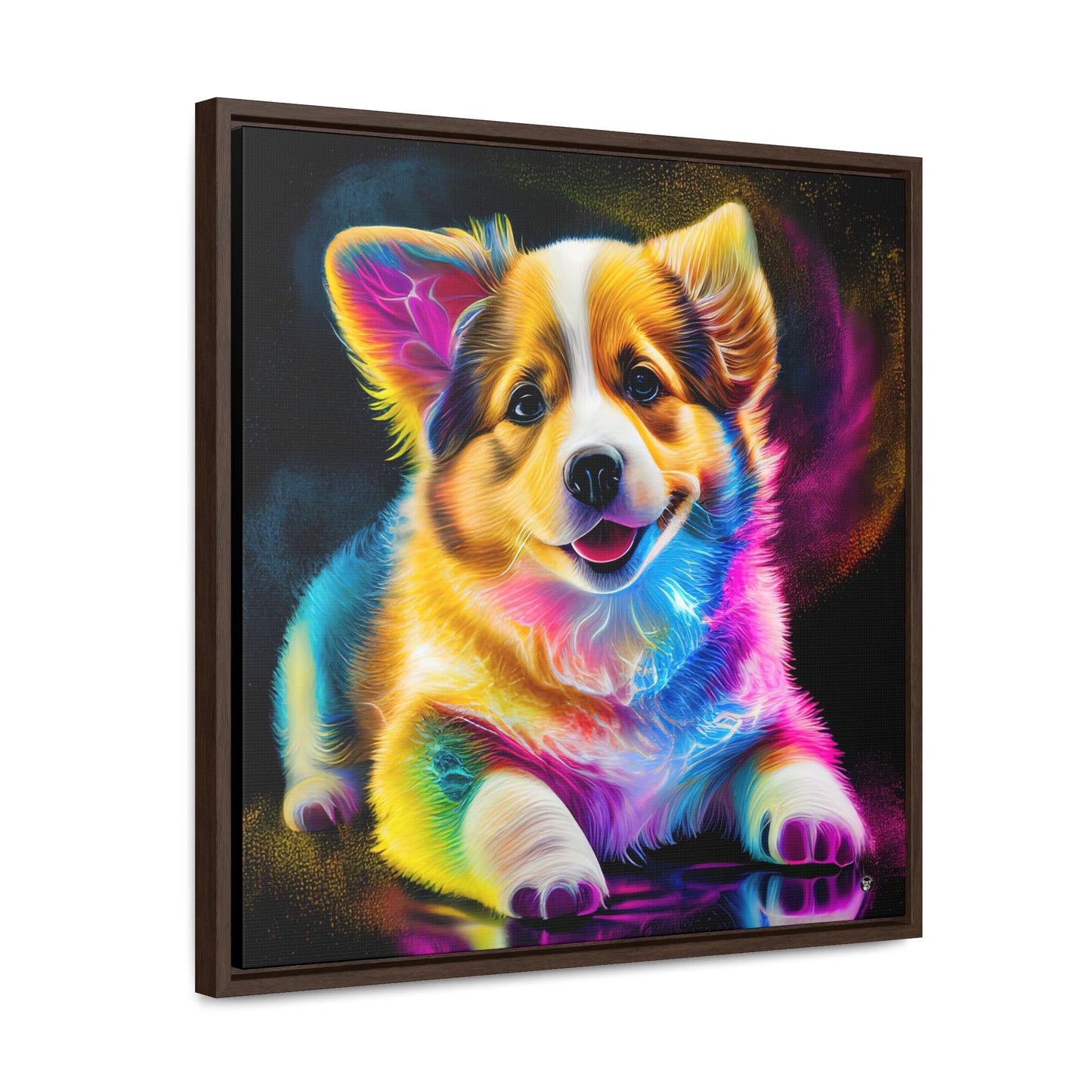 Colorful Corgi - Framed on Canvas