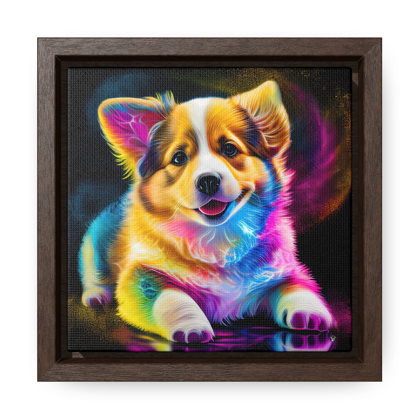 Colorful Corgi - Framed on Canvas