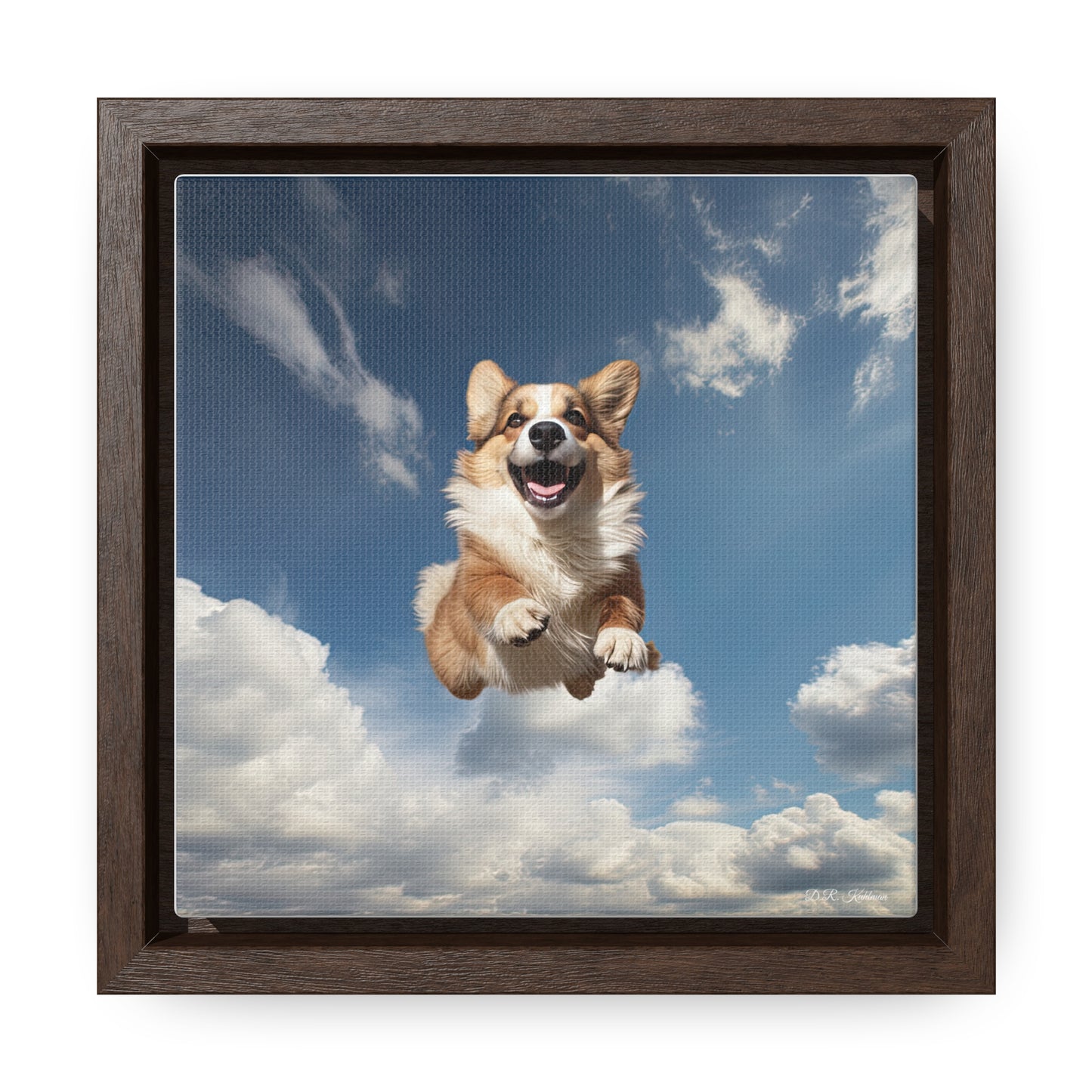 Flying Corgi - Framed on Canvas