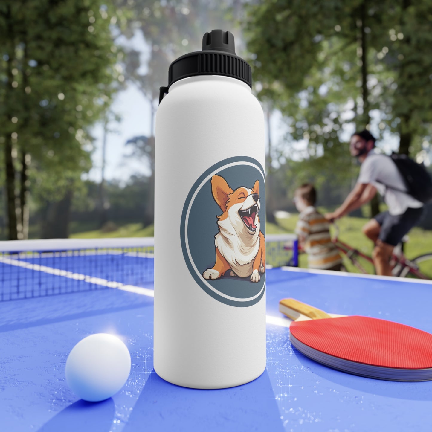 Comical Corgi - Water Bottle with Sport Lid