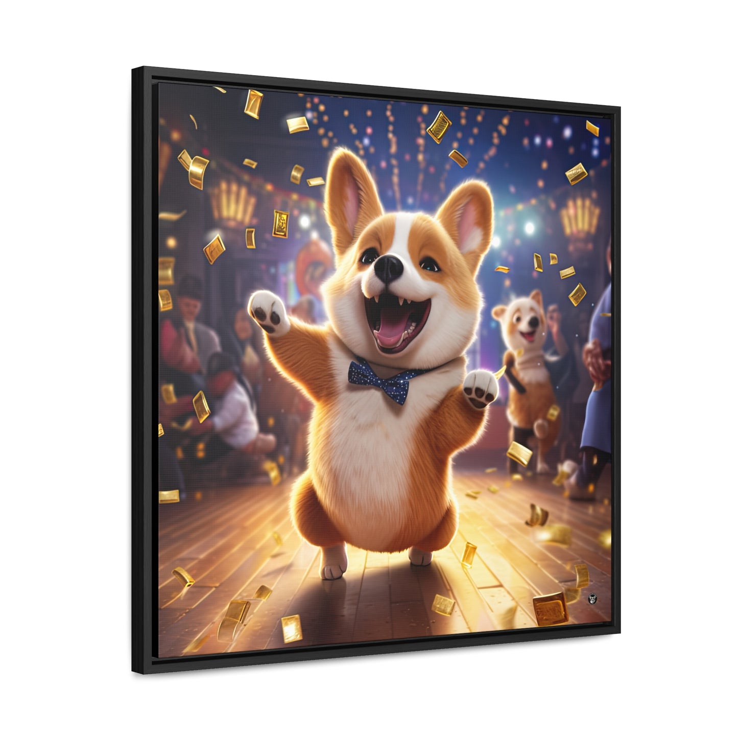 Boogaloo Corgi - Framed on Canvas