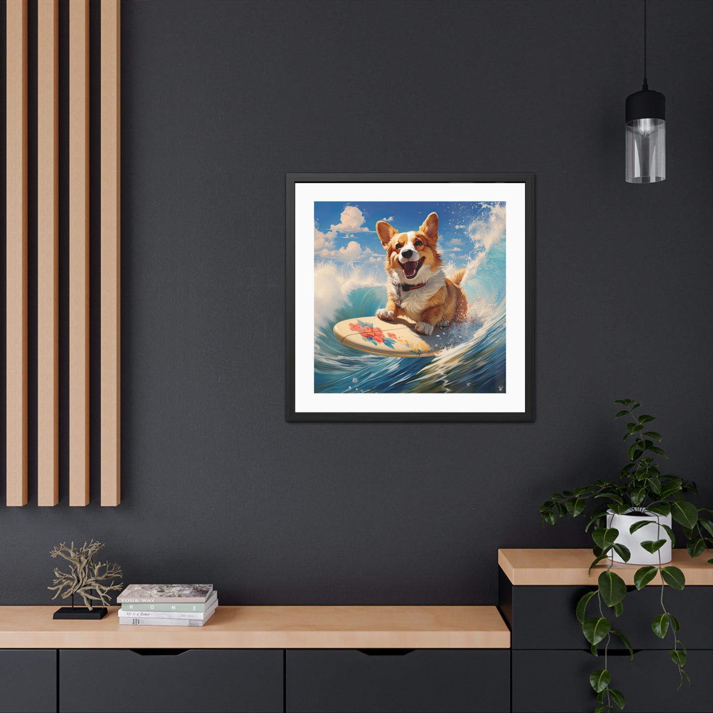 Impression encadrée Cowabunga Corgi