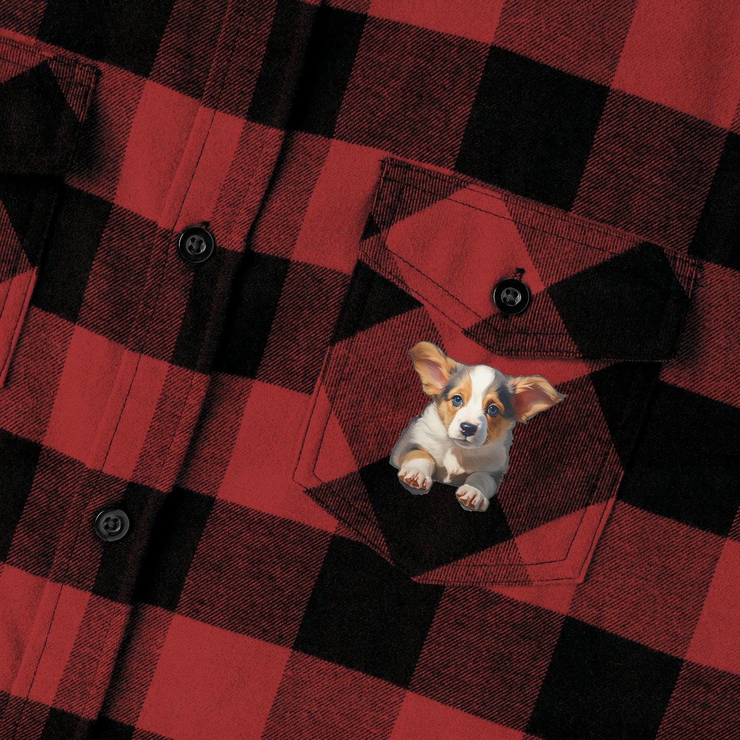Puppy Portrait - Flannel Shirt