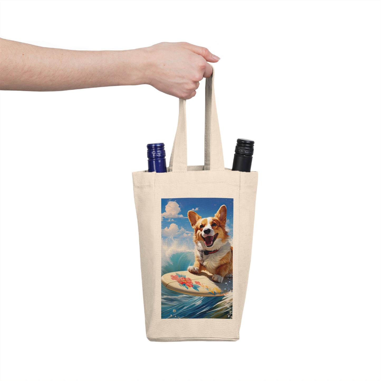 Cowabunga Corgi - Double Wine Bottle Tote Bag