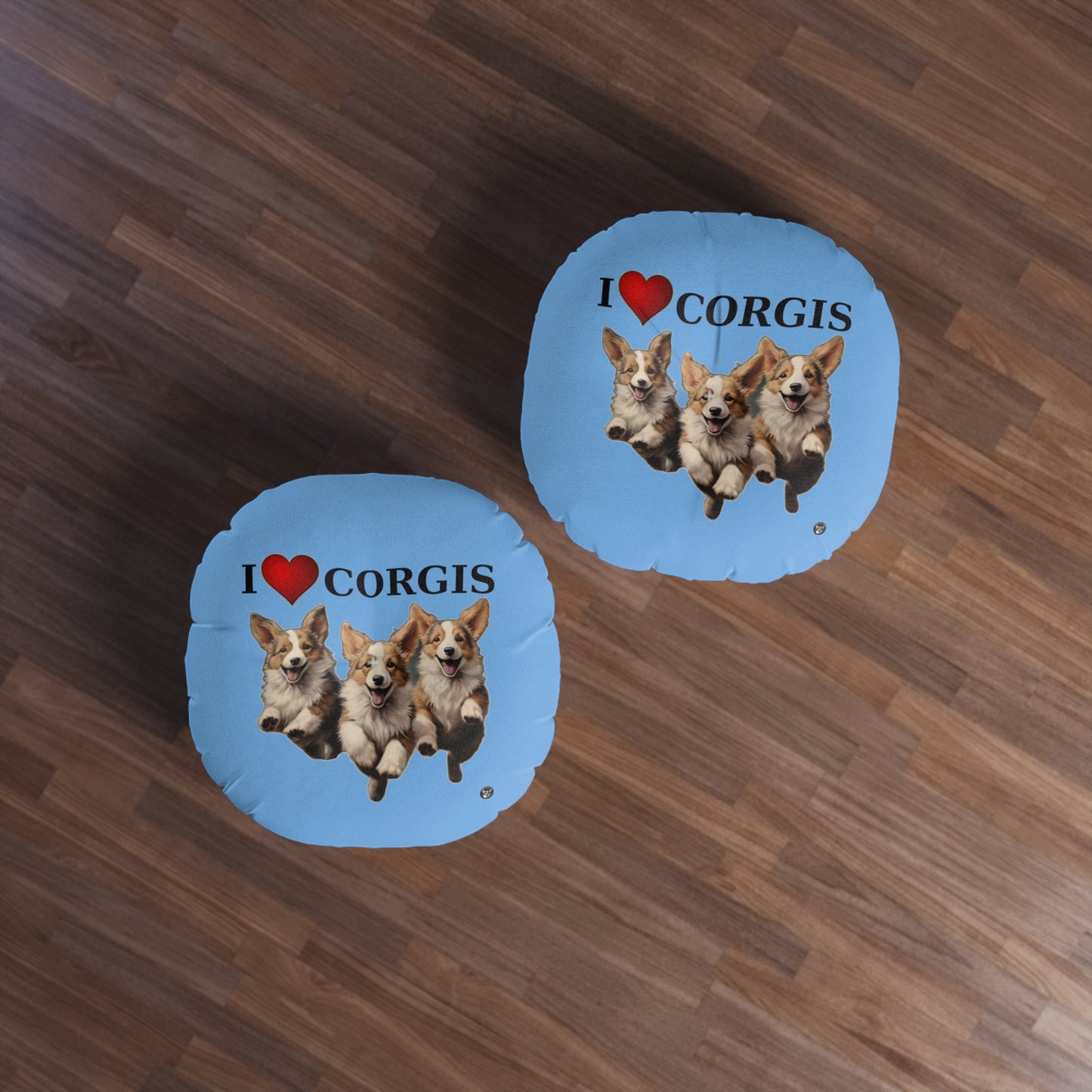 I Heart Corgis in Blue - Floor Pillow