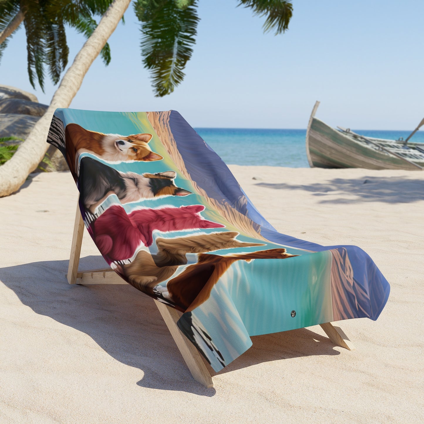 Corgi Lake Beach Towel