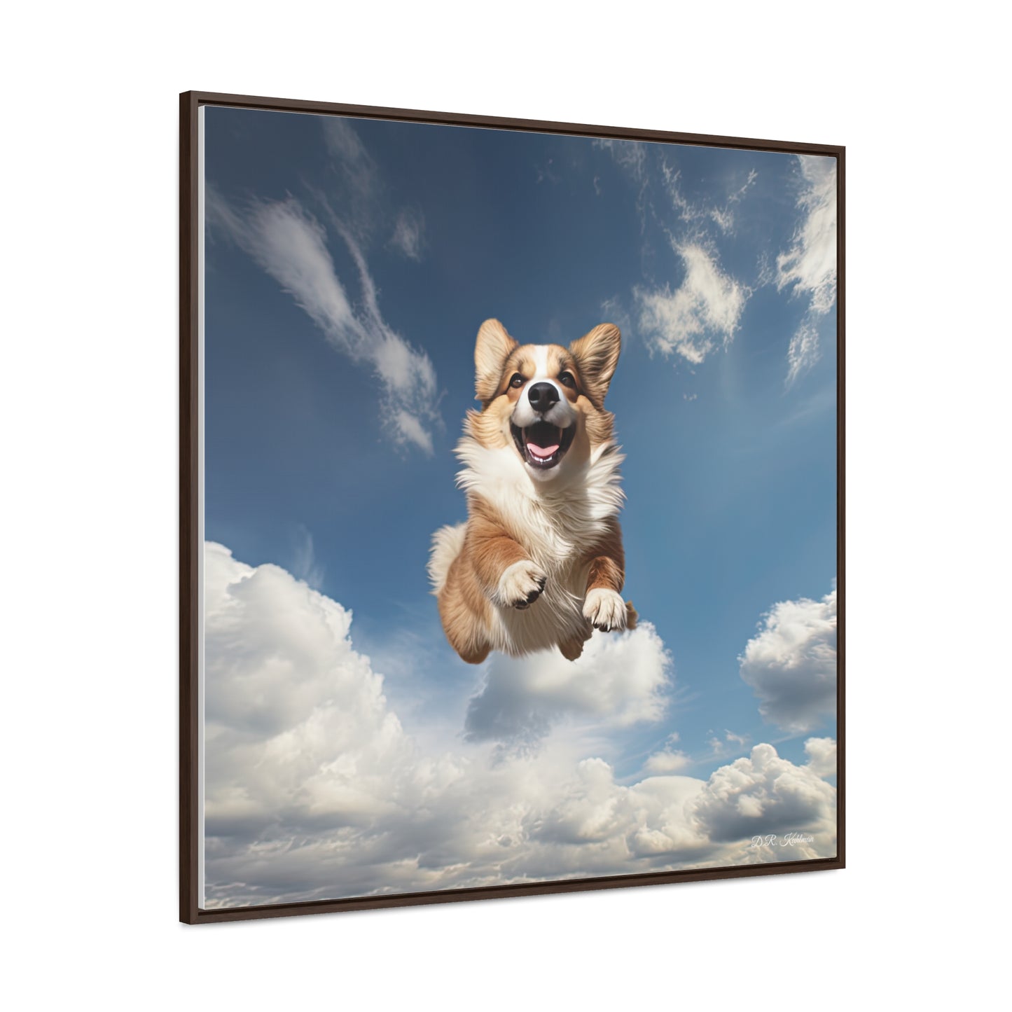 Flying Corgi - Framed on Canvas