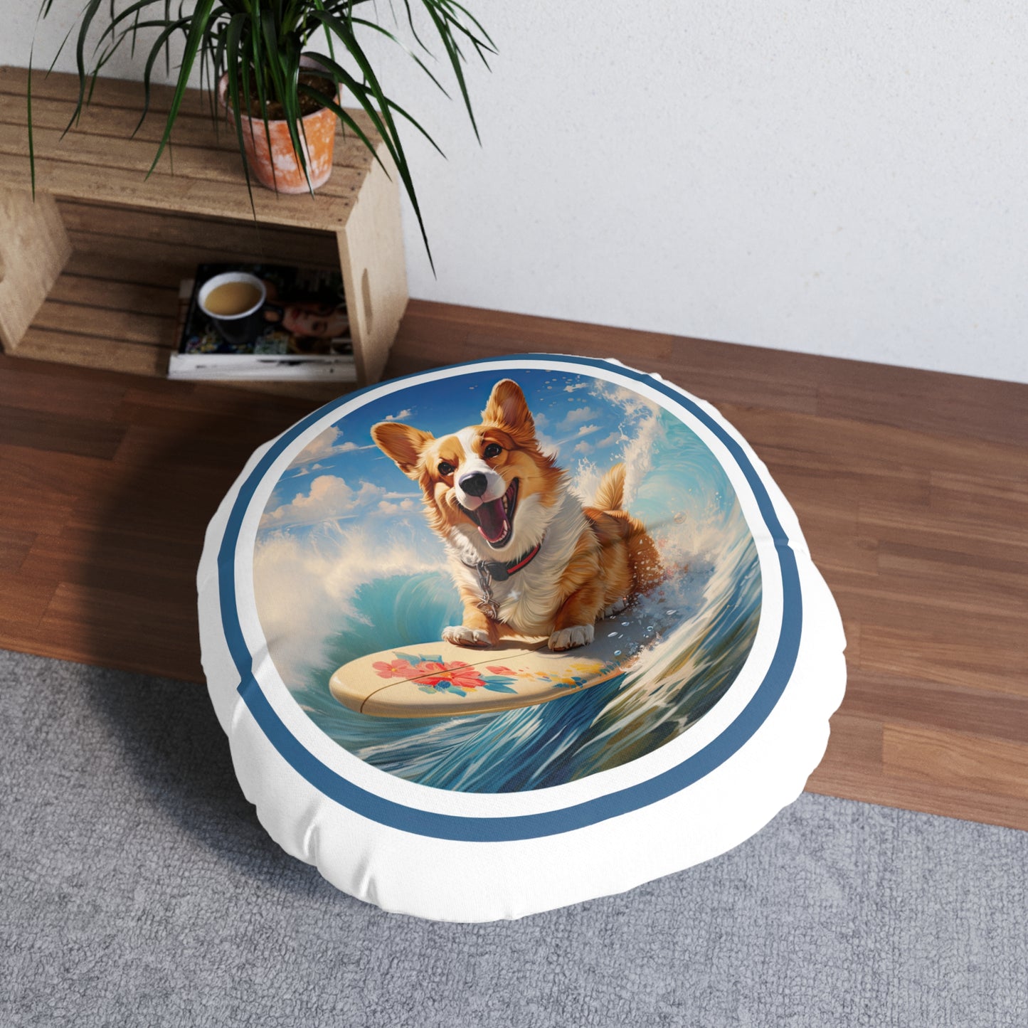 Cowabunga Corgi - Floor Pillow