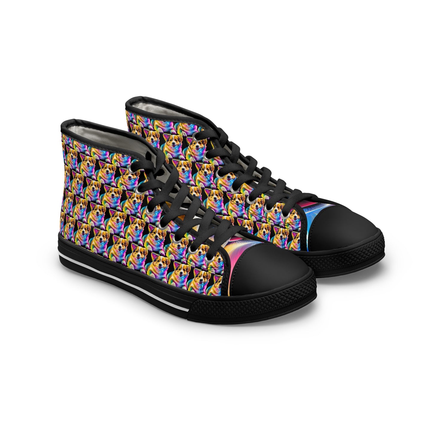 Colorful Corgi Mosaic - Women's High Top Sneakers