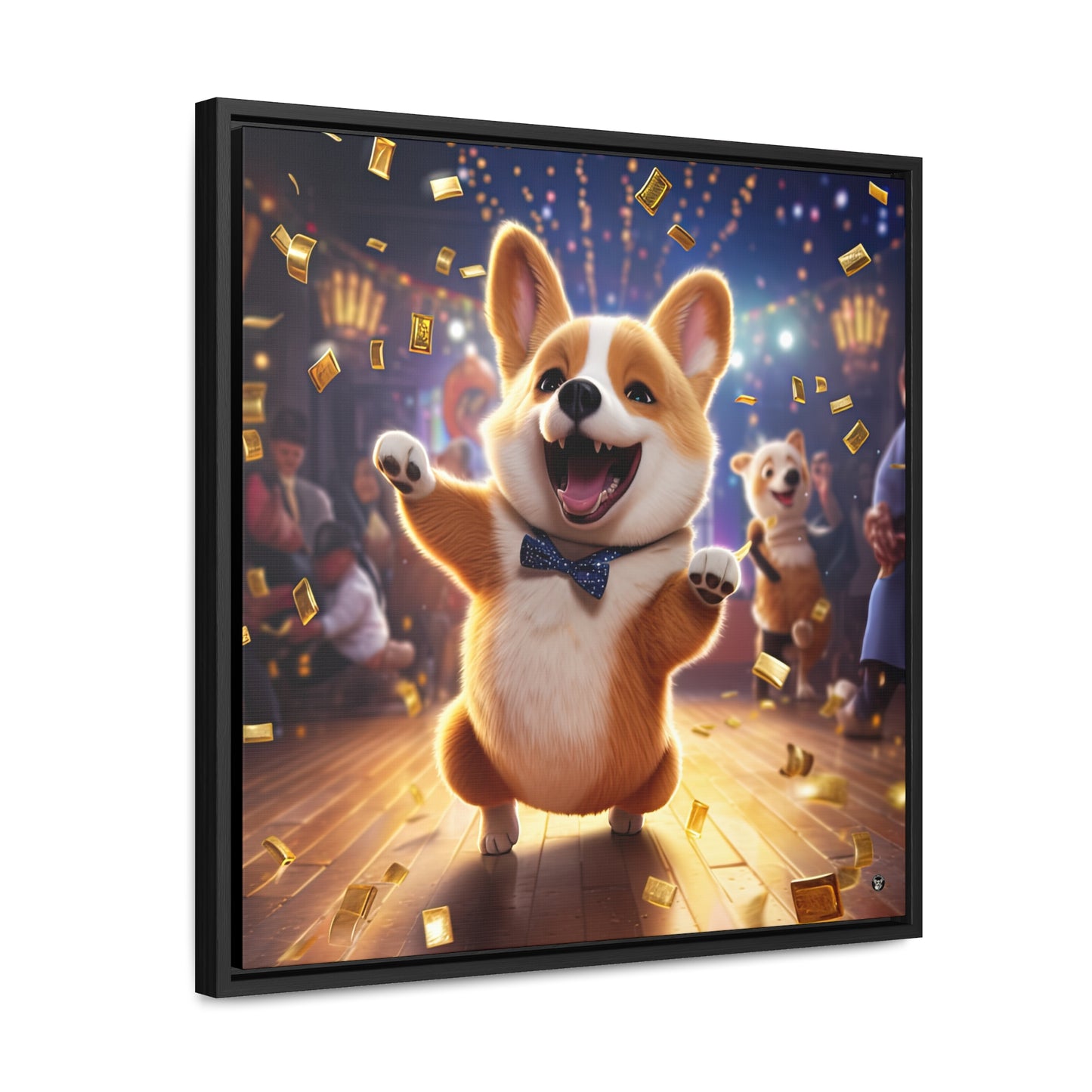 Boogaloo Corgi - Framed on Canvas