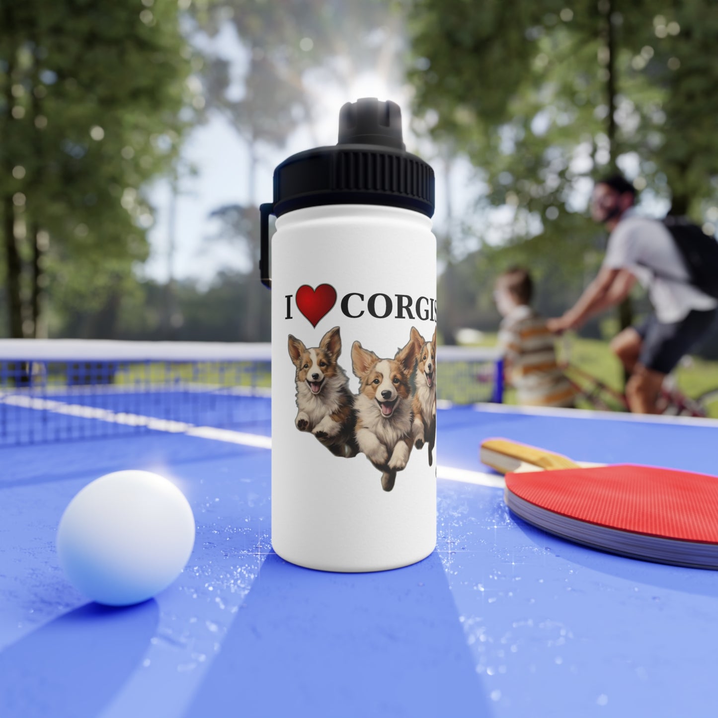 I Heart Corgis - Water Bottle with Sport Lid