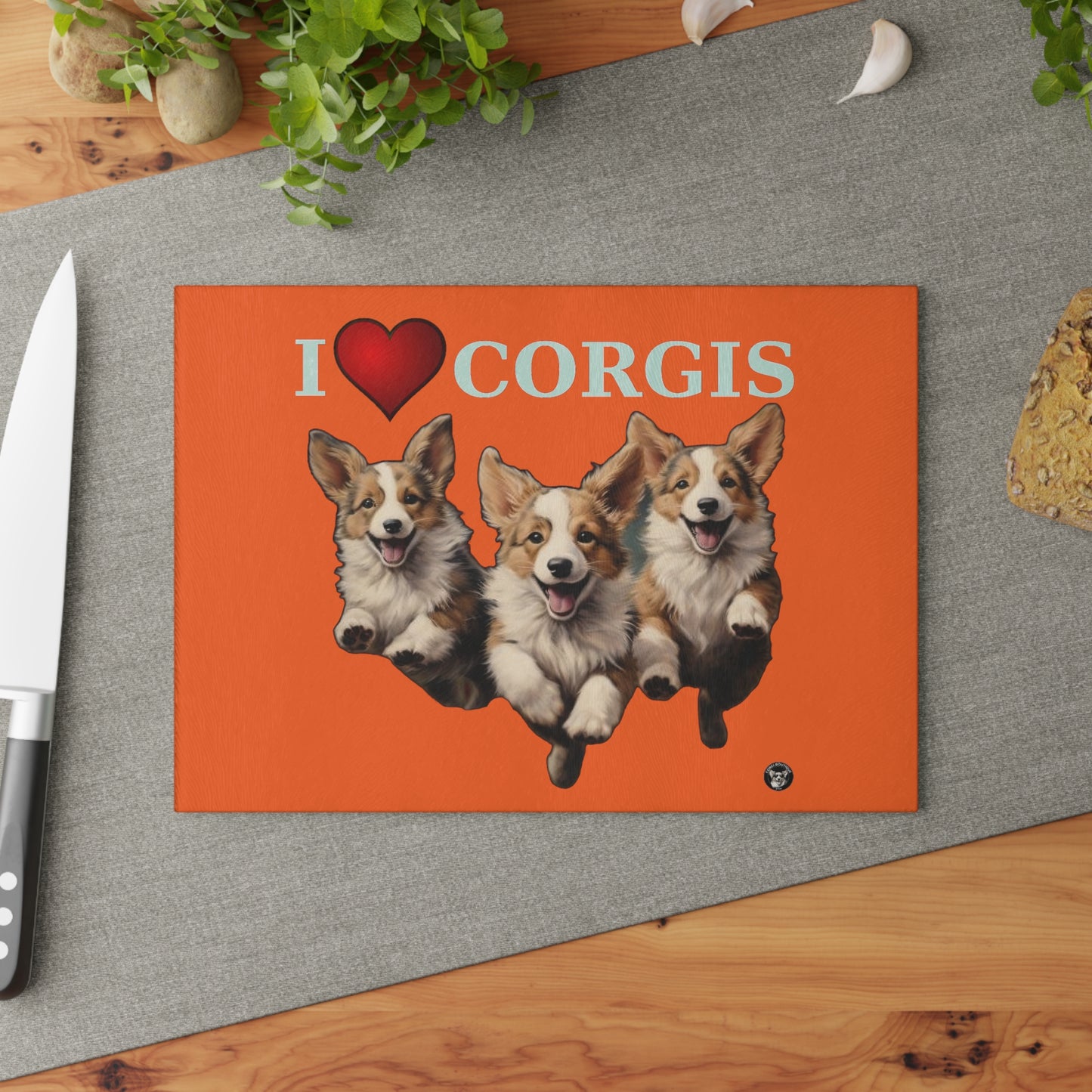 I Heart Corgis - Glass Cutting Board