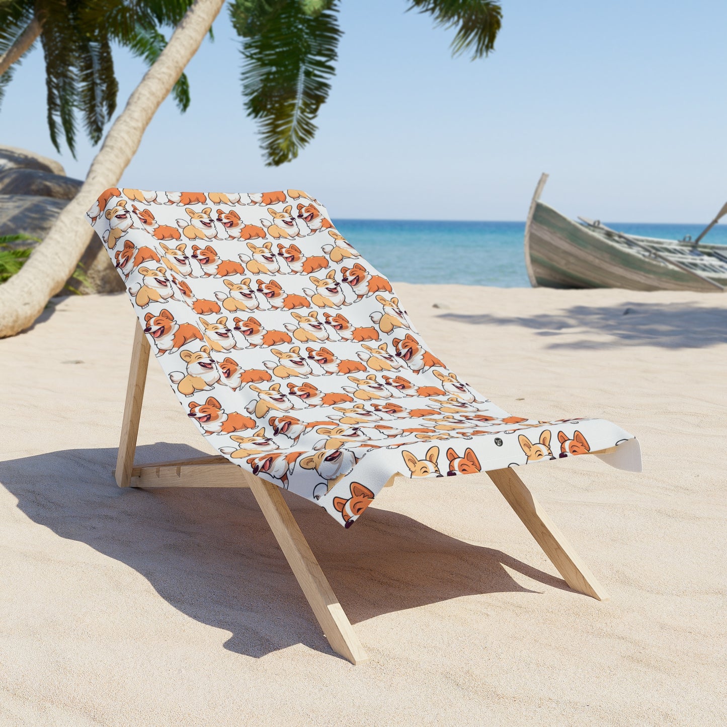 Corgi Couple Mosaic - Beach Towel