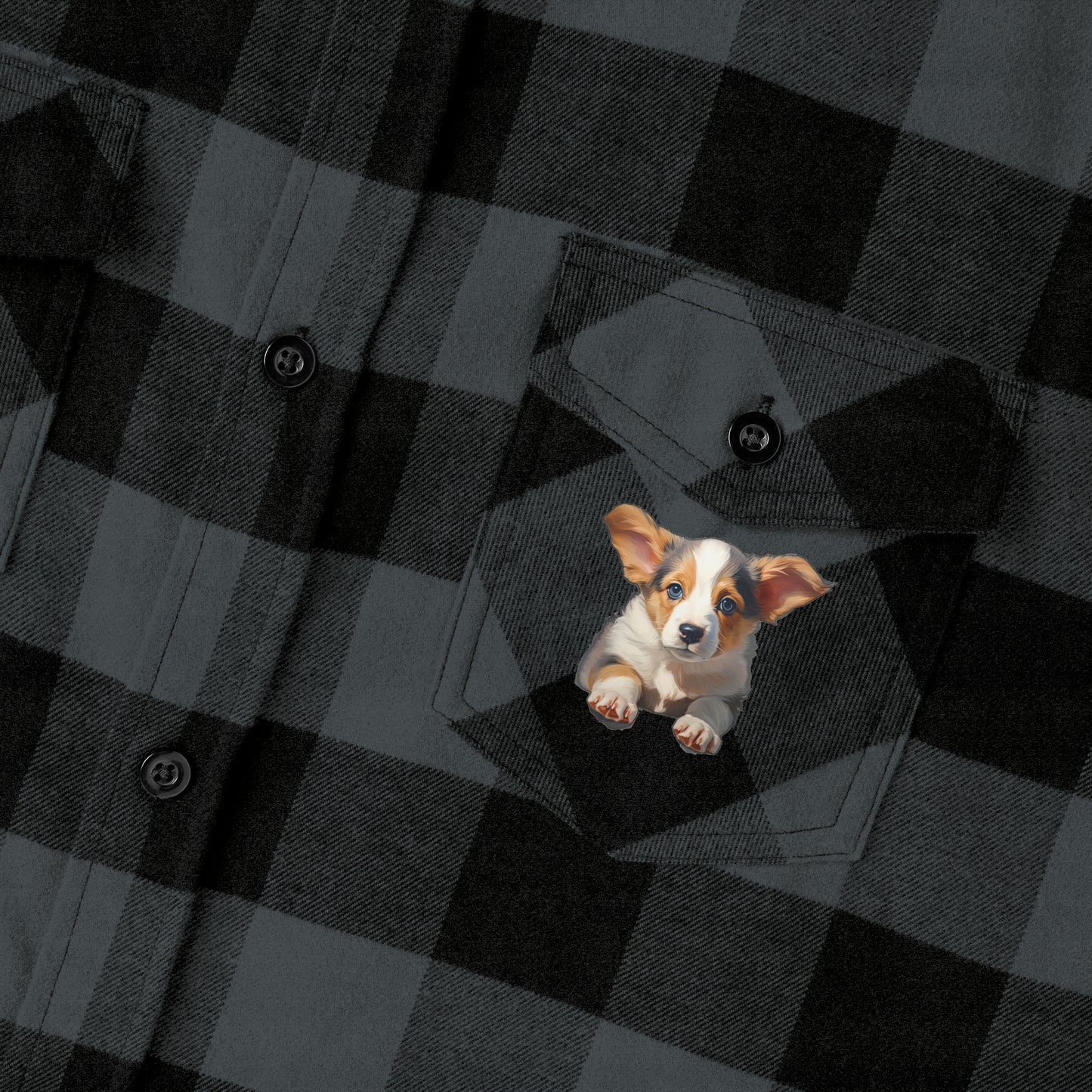 Puppy Portrait - Flannel Shirt