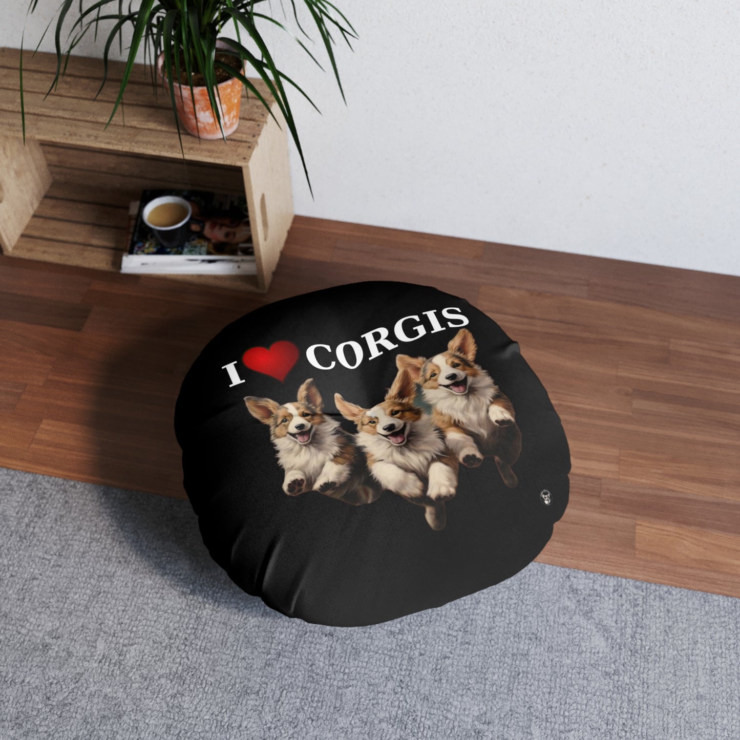 I Heart Corgis in Black - Floor Pillow