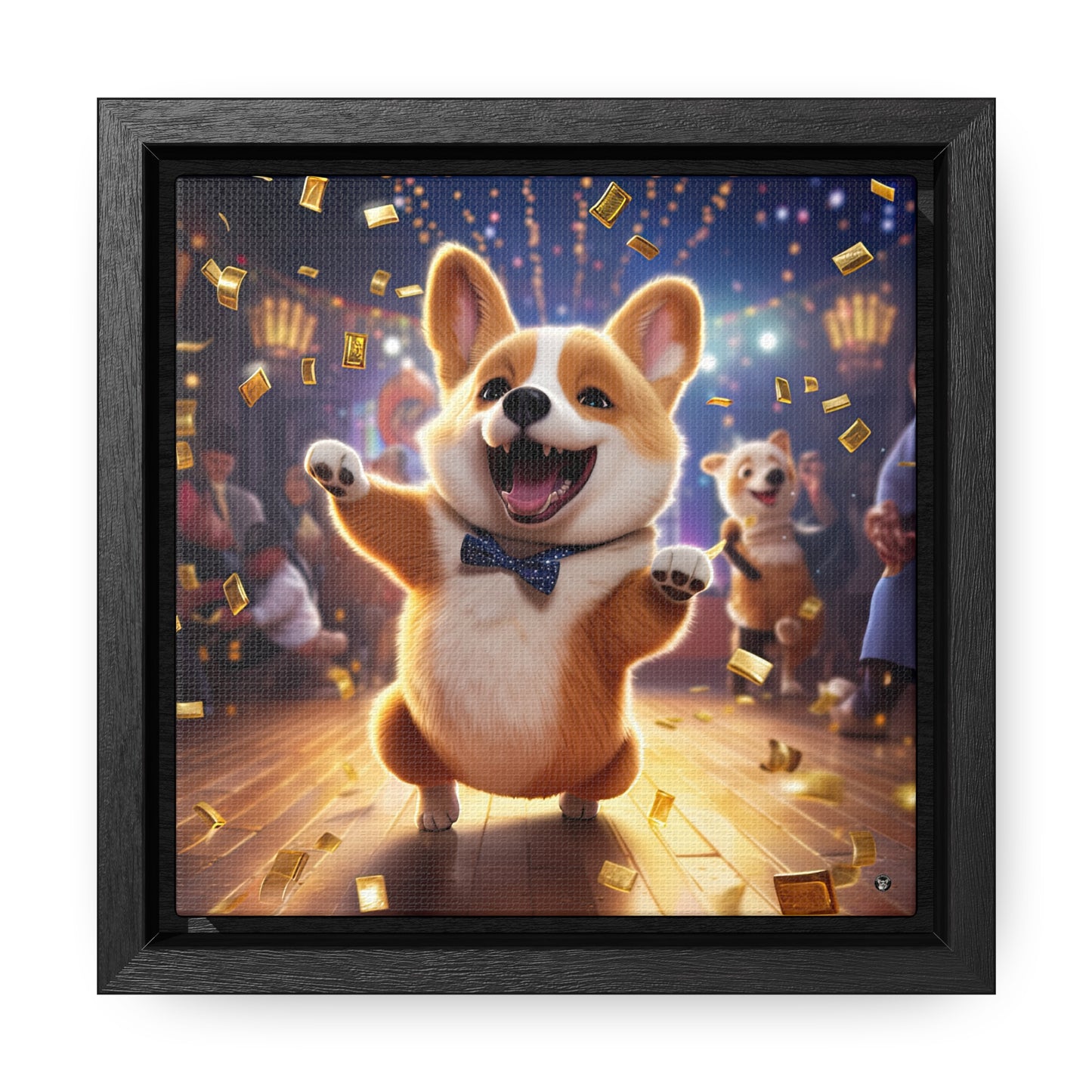 Boogaloo Corgi - Framed on Canvas