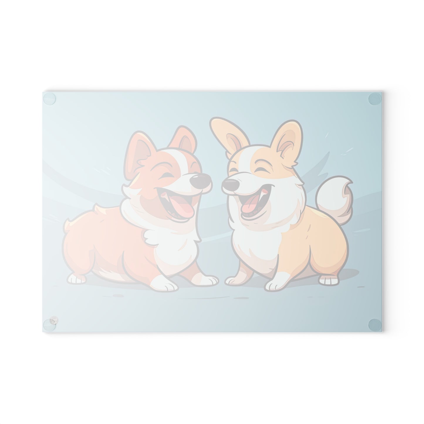 Corgi Couple - Glass Cutting Board