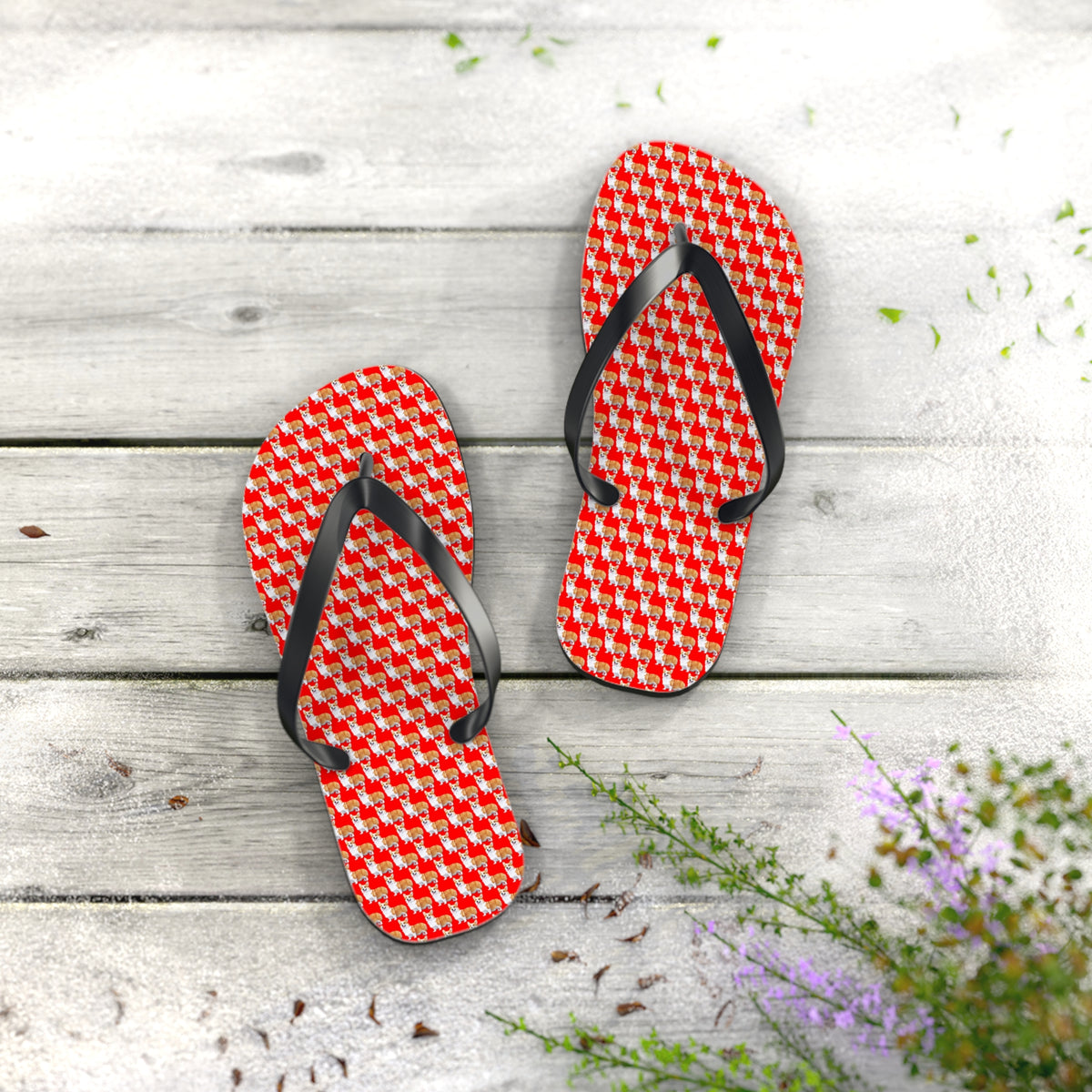 Best In Show Unisex Flip Flops — Cool Corgi Themed Red Sandals for the Beach, Pool, or Anywhere